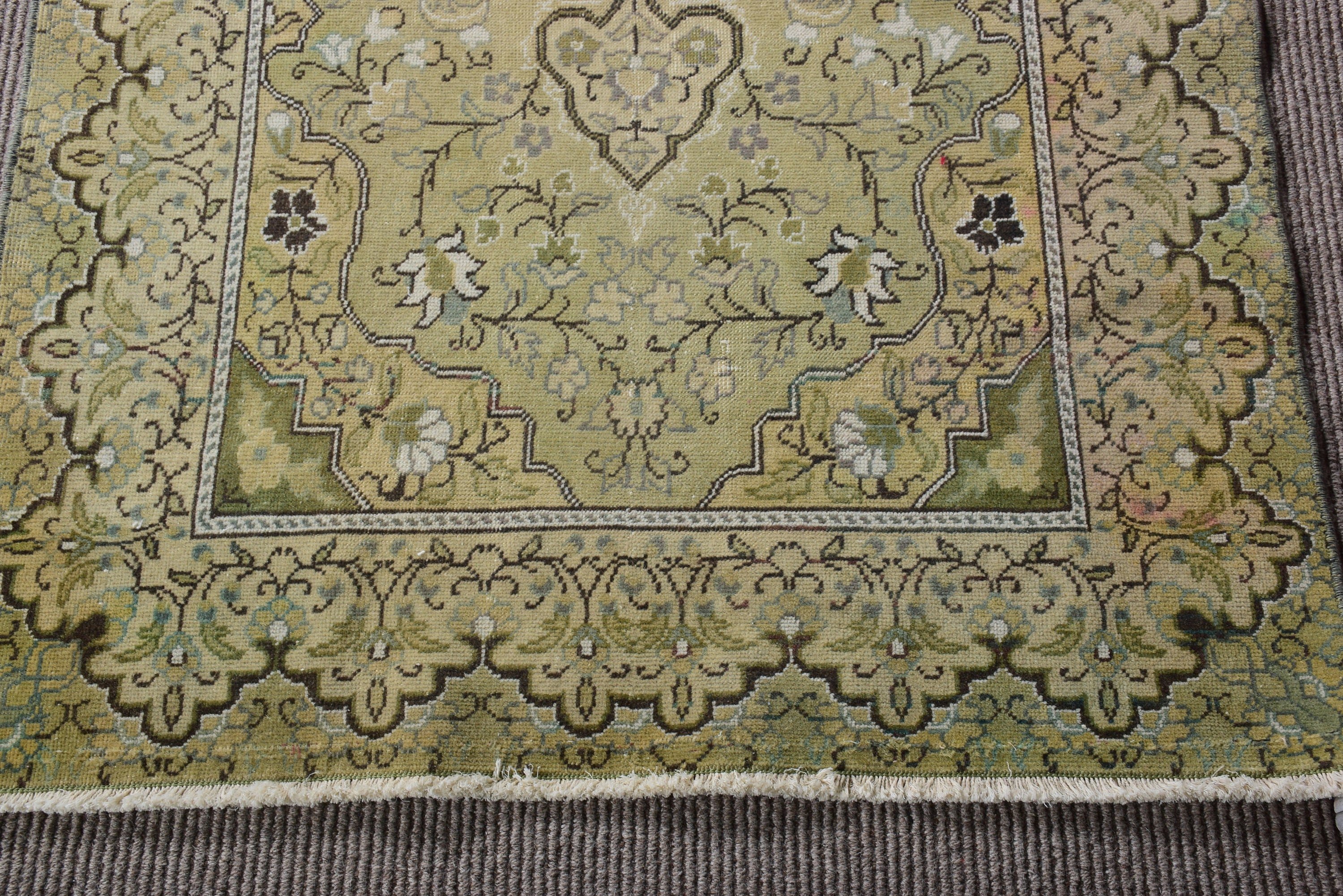 Oryantal Halı, Giriş Halısı, Vintage Halılar, Ev Dekorasyonu Halısı, Boho Vurgulu Halı, 3.2x5.9 ft Accent Halıları, Türkiye Halısı, Türk Halıları, Yeşil Yer Halısı