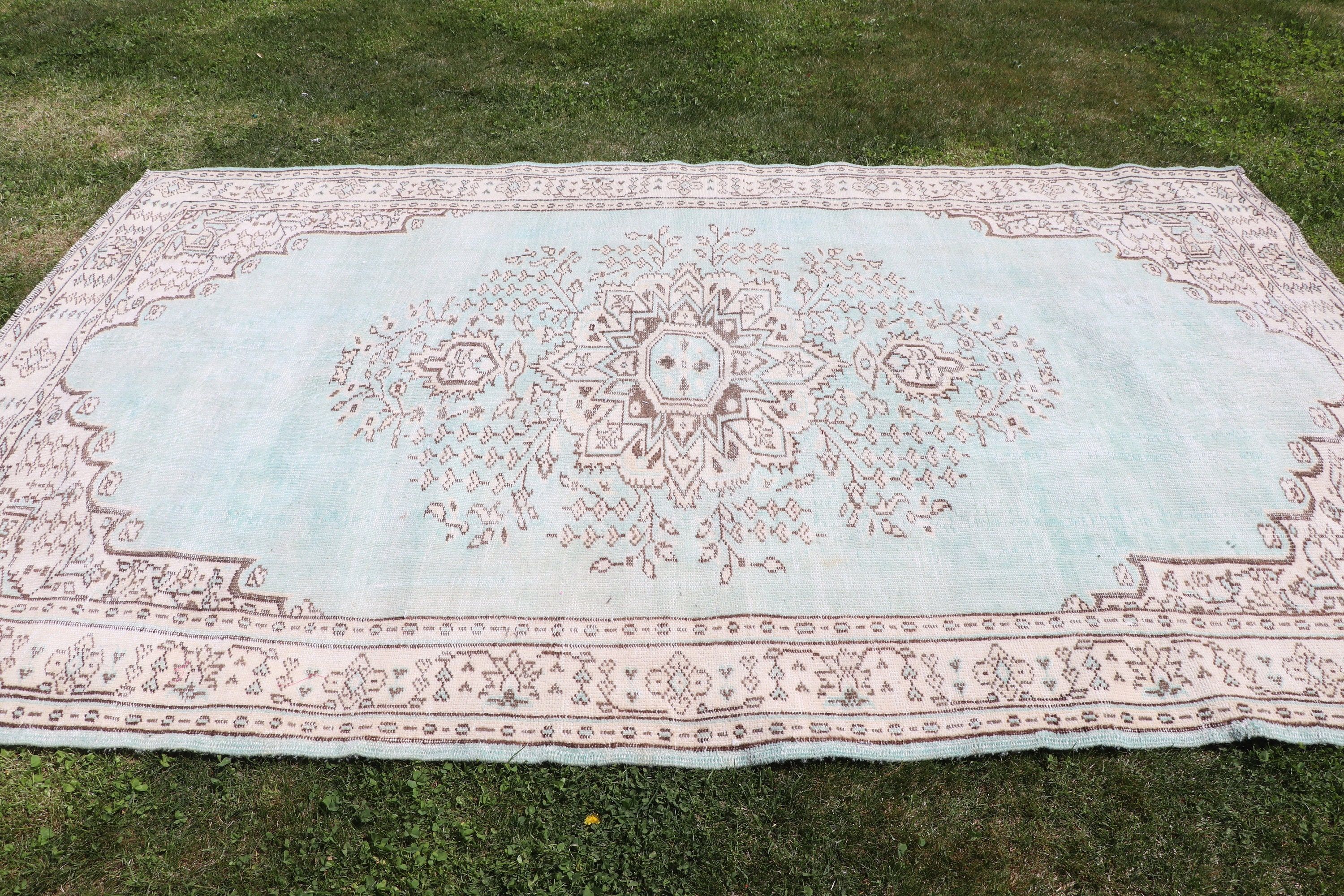 Oryantal Halı, Geometrik Halılar, Türk Halısı, Büyük Vintage Halı, Büyük Boho Halıları, Vintage Halı, Bej 6x10 ft Büyük Halı