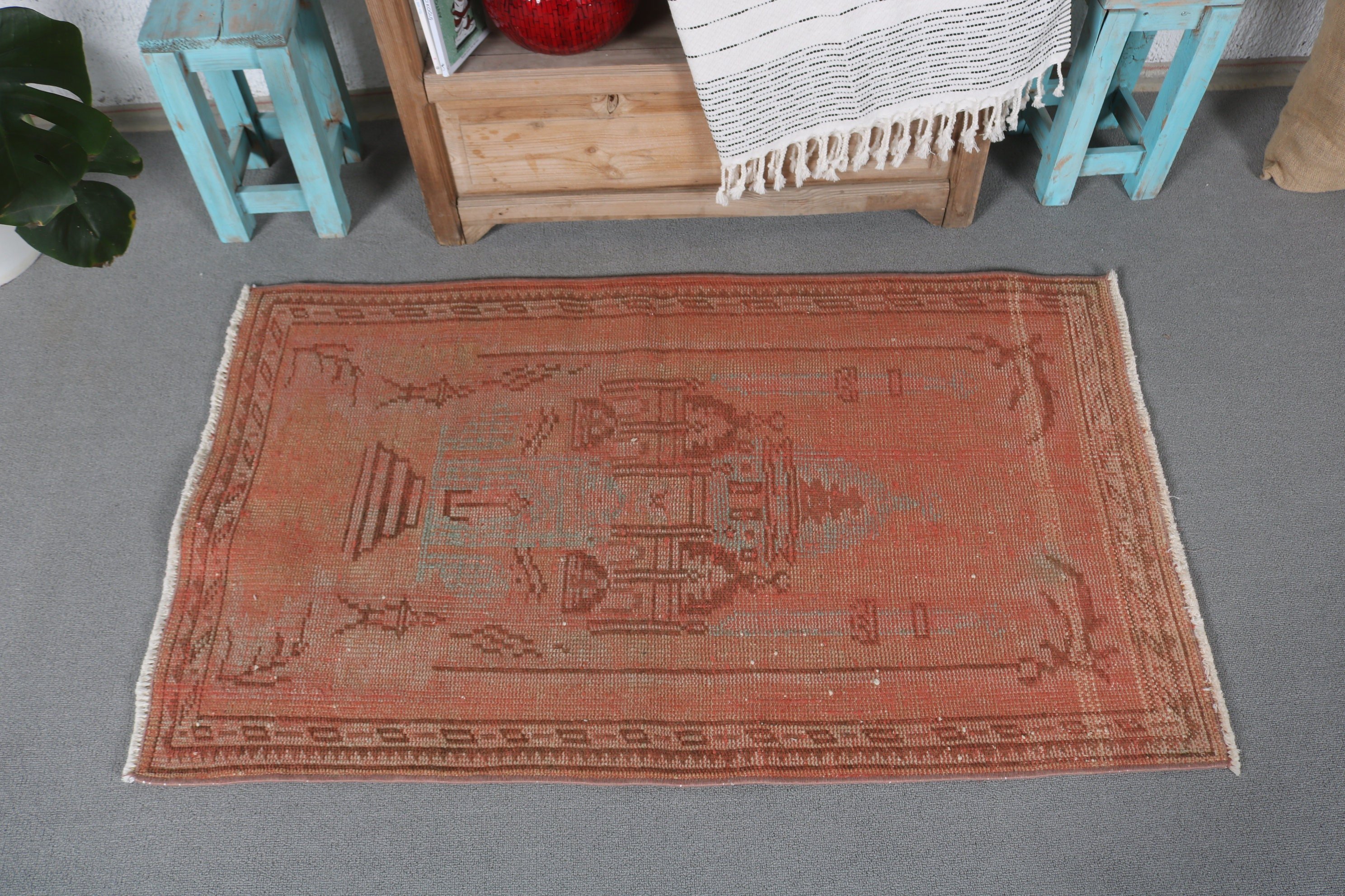 2.4x4.1 ft Small Rug, Red Oriental Rugs, Turkish Rug, Bathroom Rug, Moroccan Rug, Rugs for Car Mat, Wedding Rug, Antique Rug, Vintage Rug