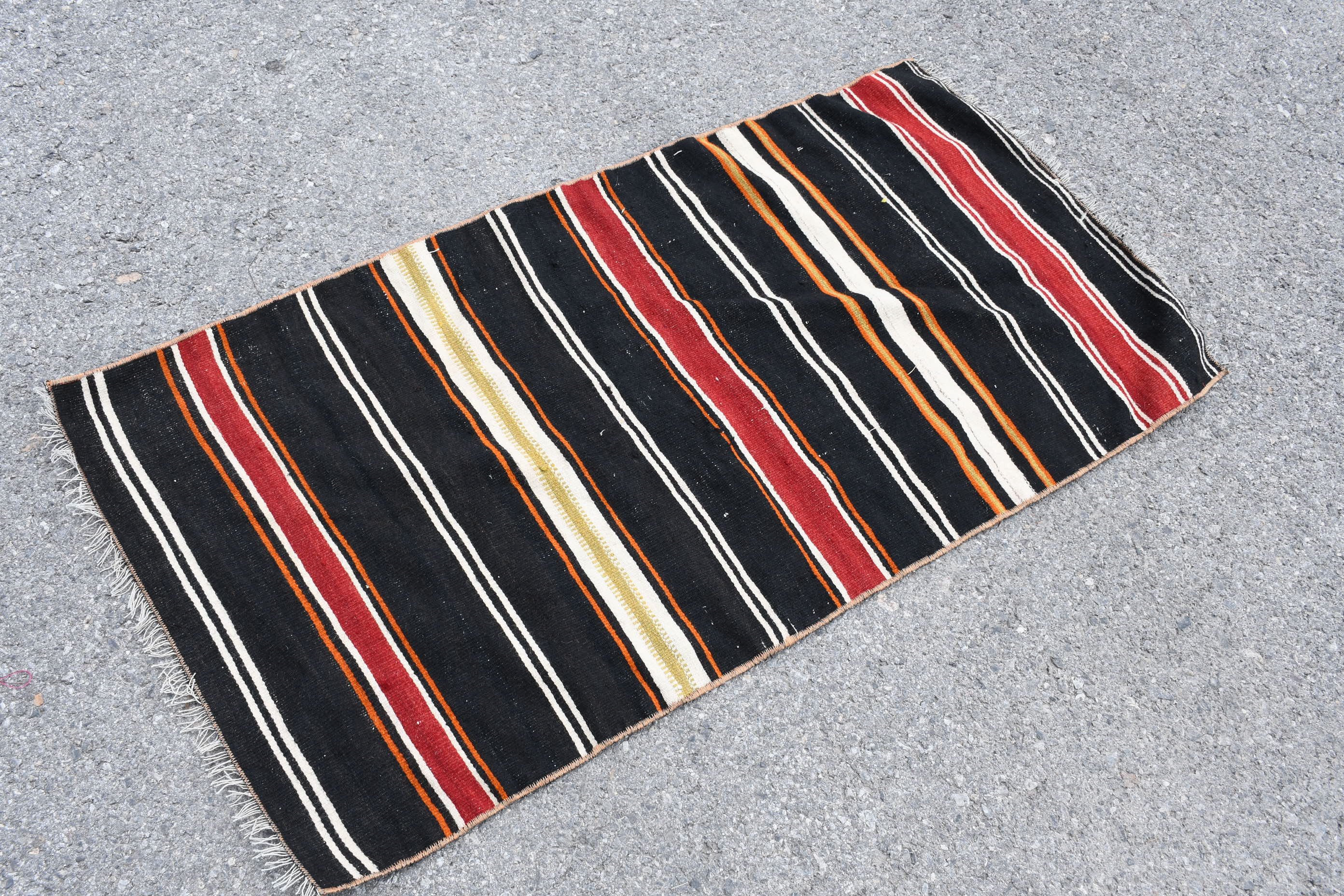 Home Decor Rug, Nursery Rugs, 2.2x4.2 ft Small Rug, Entry Rug, Black Moroccan Rug, Retro Rug, Vintage Rugs, Turkish Rug, Bedroom Rug, Kilim