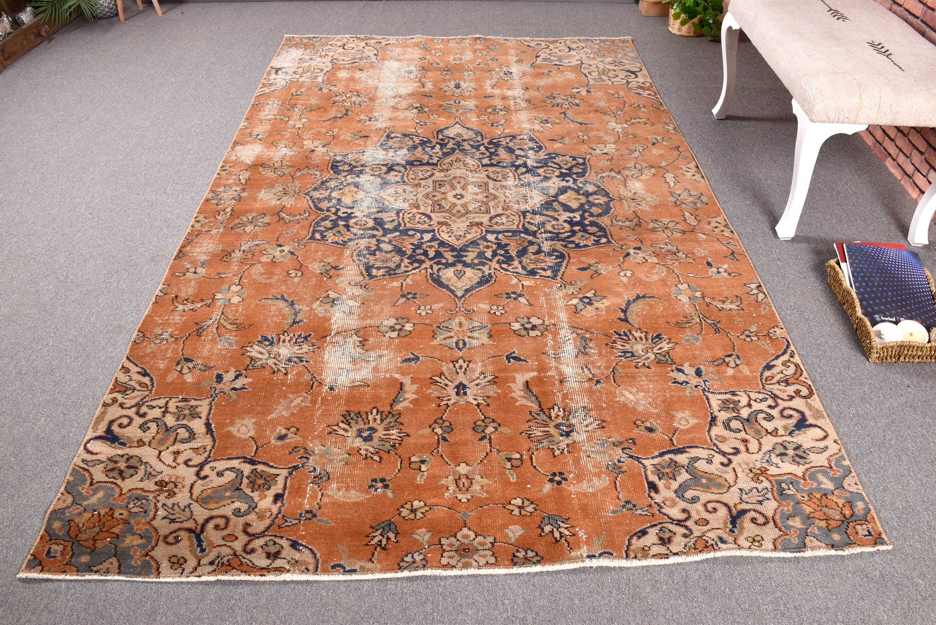 5.4x8.7 ft Büyük Halılar, Büyük Boho Halısı, Düz Dokuma Halısı, Bronz Yatak Odası Halıları, Oturma Odası Halıları, Türk Halısı, Vintage Halılar, Yatak Odası Halıları