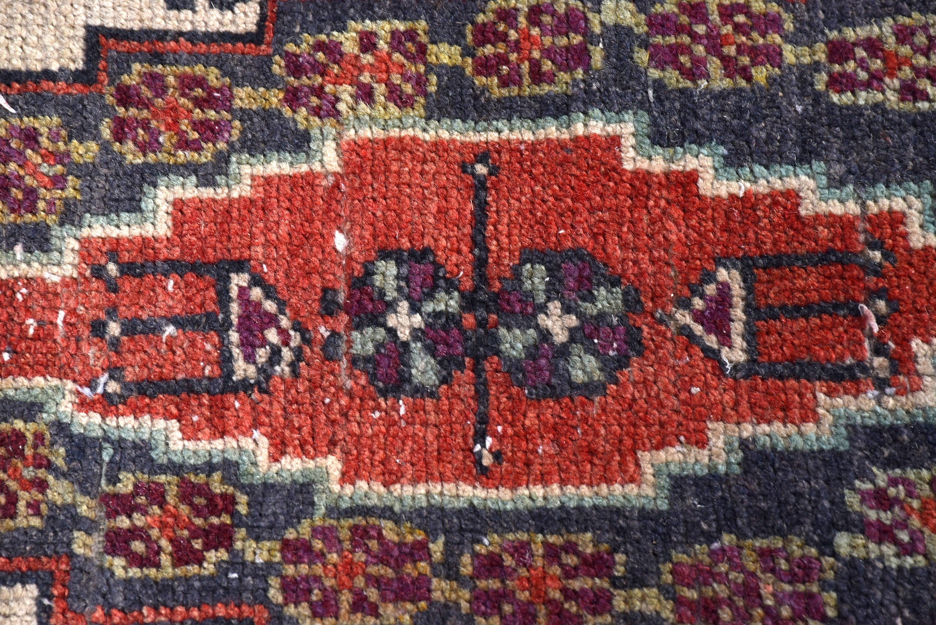 Türk Halısı, 2.1x5.6 ft Yolluk Halıları, Kabile Halısı, Merdiven Halıları, Modern Halılar, Mor Geometrik Halı, Vintage Halılar, Mutfak Halıları