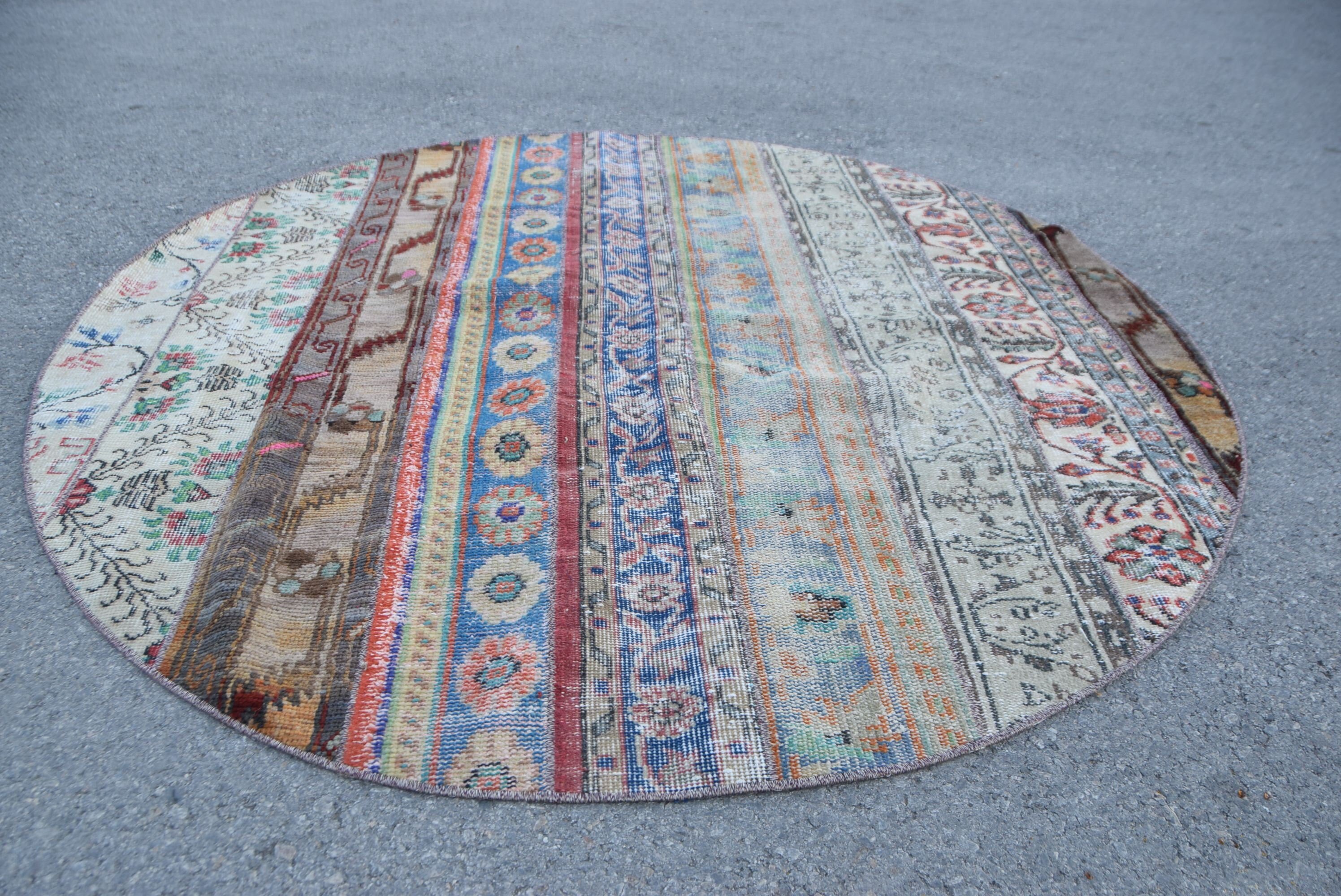 Oriental Rugs, Living Room Rug, Kitchen Rug, Turkish Rug, Vintage Rugs, Blue Moroccan Rug, Oushak Rug, Rugs for Floor, 5.6x5.6 ft Area Rug