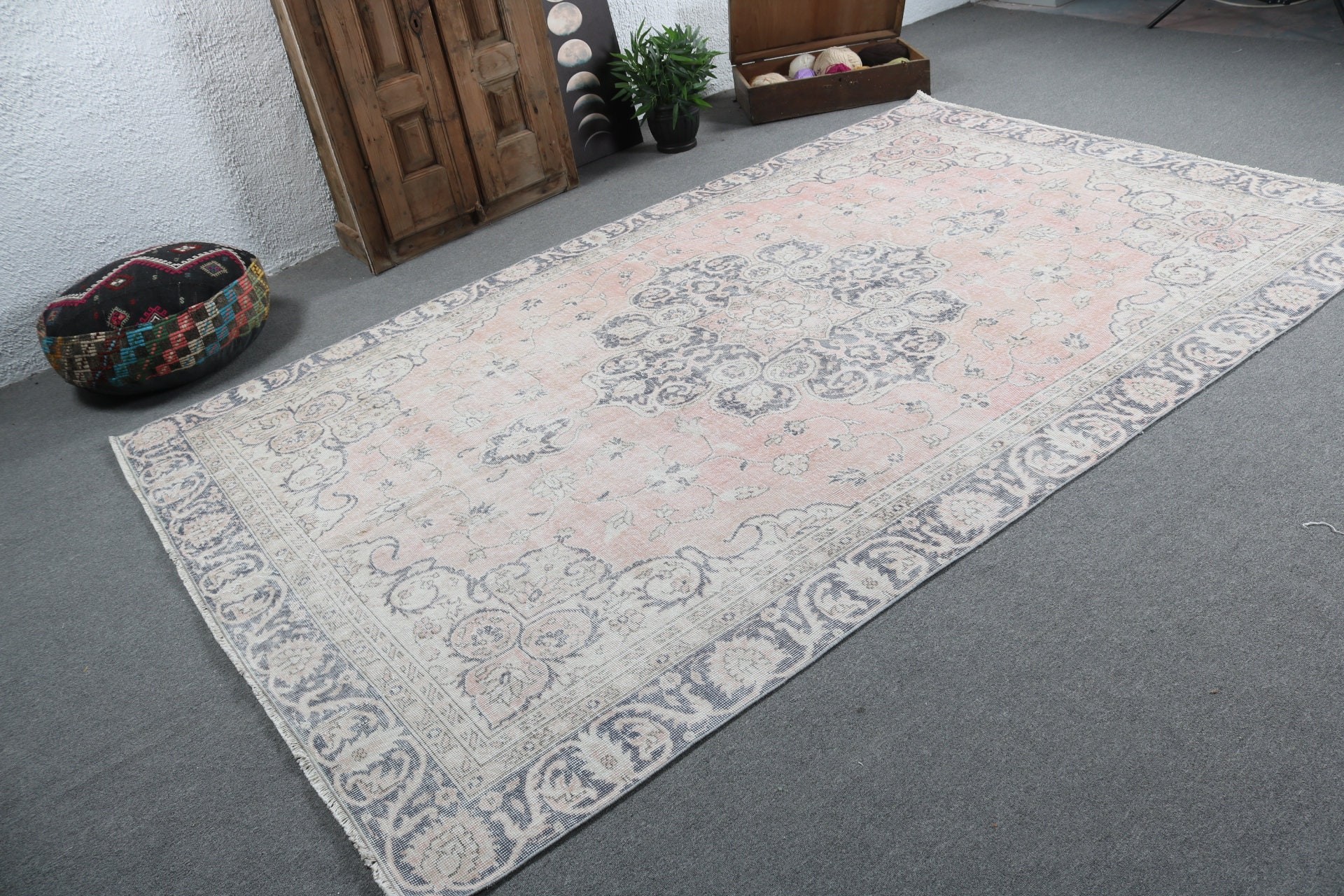 Vintage Halı, Yemek Odası Halısı, Lüks Halılar, Yatak Odası Halısı, Tribal Halılar, Pembe Modern Halılar, 6.6x10.3 ft Büyük Halı, Türk Halıları