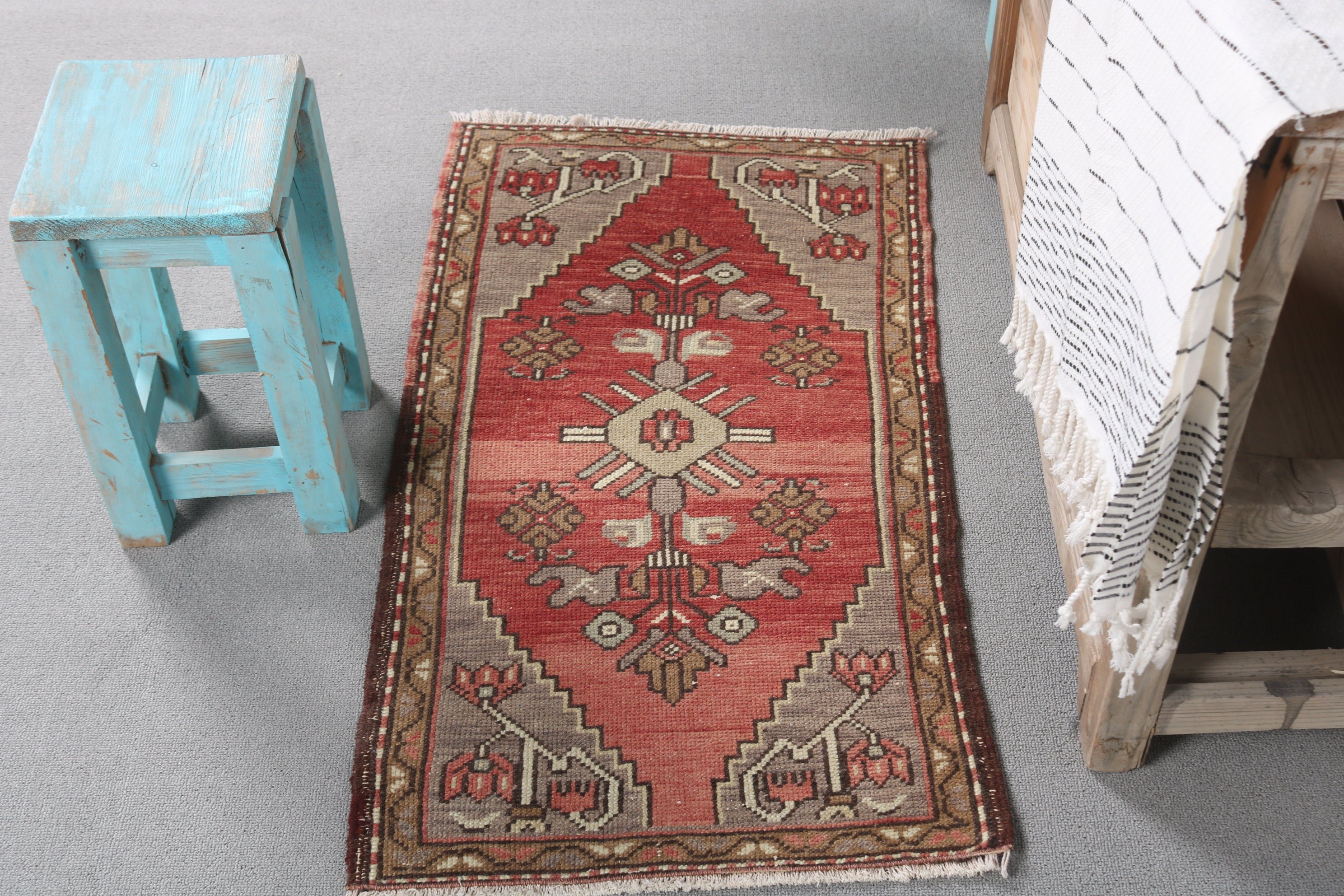 Floor Rugs, Vintage Rug, Bathroom Rug, Cool Rug, Turkish Rug, Bath Mat Cute Rug, 1.6x3 ft Small Rug, Brown Home Decor Rug, Bedroom Rugs