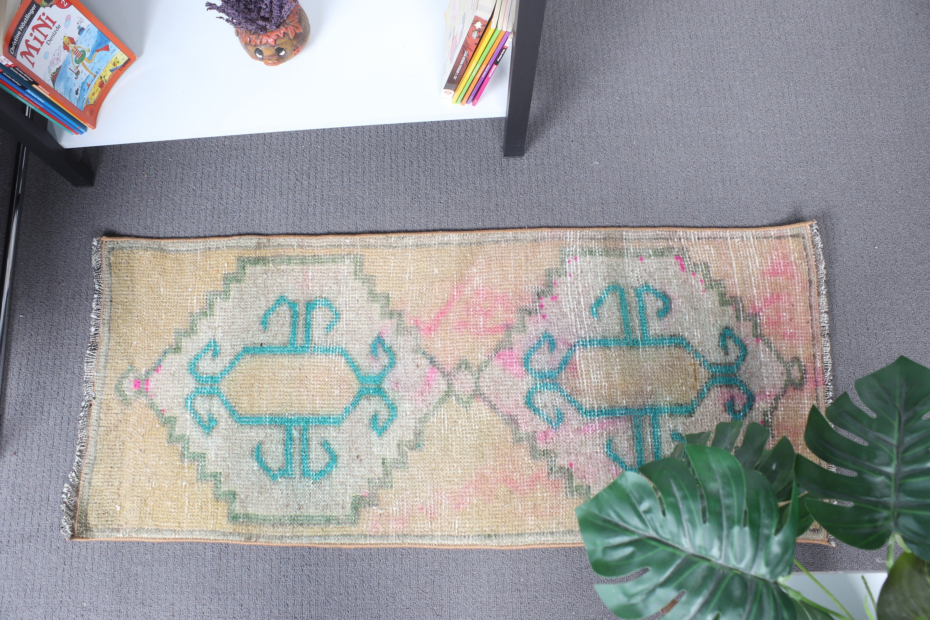 Vintage Rugs, Moroccan Rugs, Boho Rug, Brown Neutral Rugs, Nursery Rug, Kitchen Rug, 1.5x3.5 ft Small Rugs, Small Area Rugs, Turkish Rugs