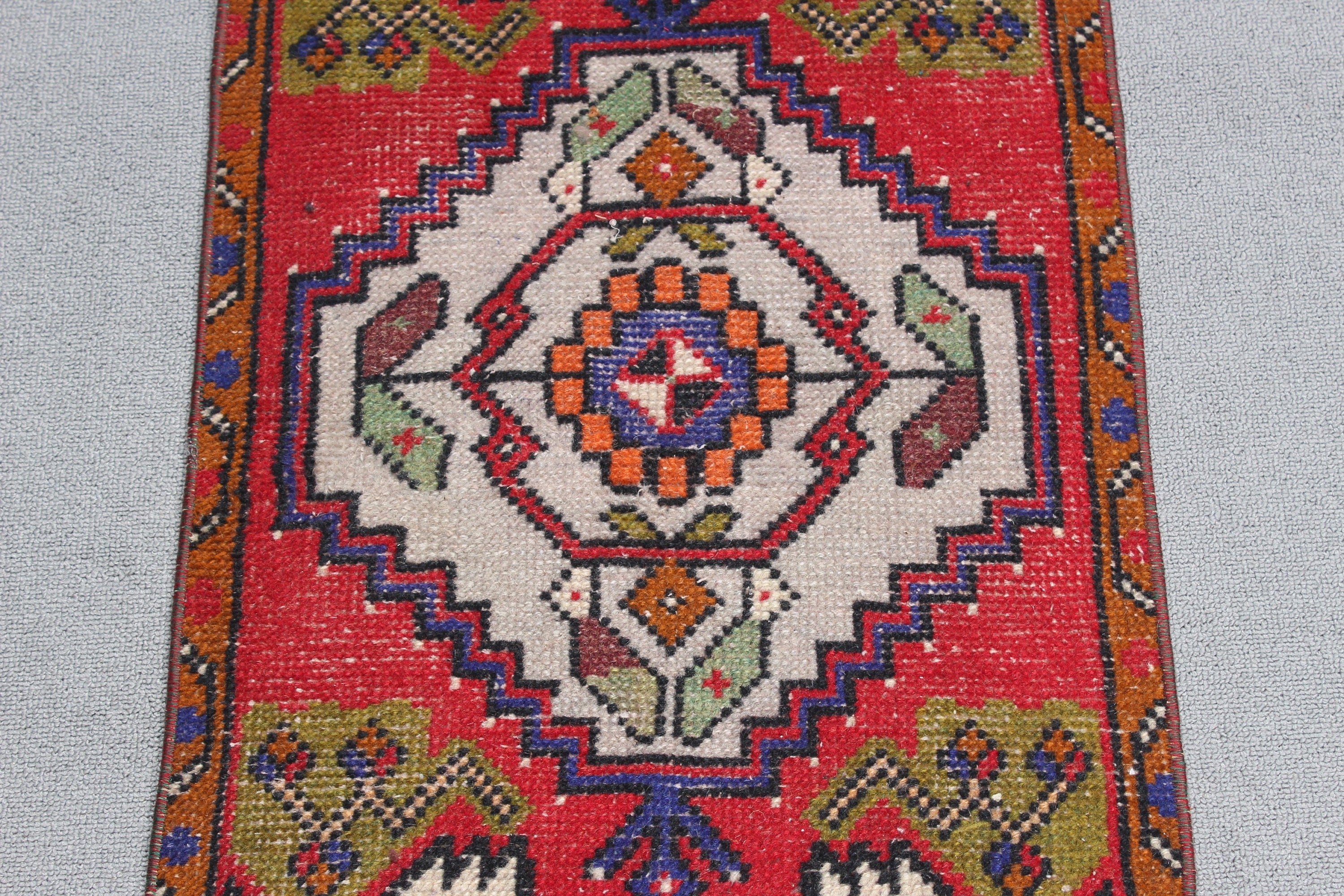 Vintage Halılar, Oushak Halılar, 1,5x3,2 ft Küçük Halı, Aztek Halısı, Kırmızı Yatak Odası Halısı, Banyo Halıları, El Dokuma Halı, Küçük Boho Halıları, Türk Halısı