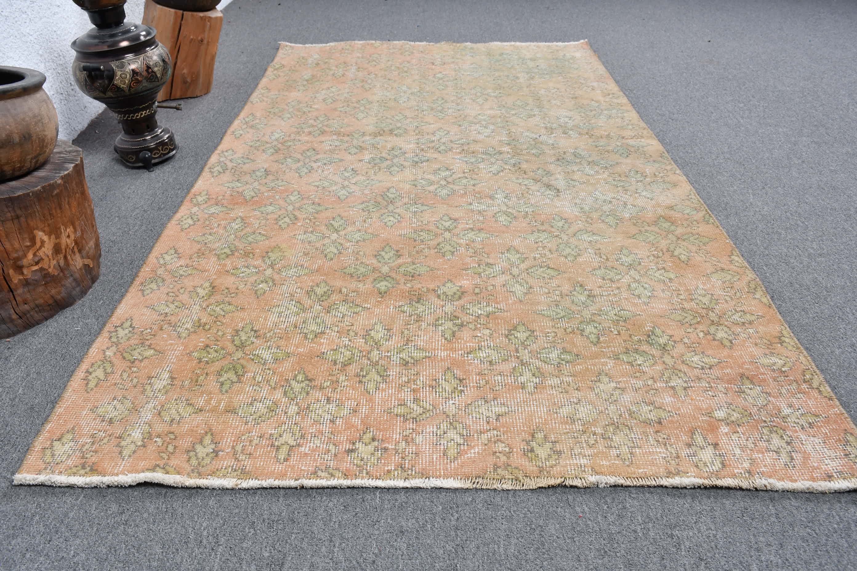 Living Room Rug, 3.7x6.7 ft Area Rug, Tribal Rug, Turkish Rugs, Rugs for Nursery, Orange Bedroom Rug, Antique Rugs, Floor Rugs, Vintage Rug