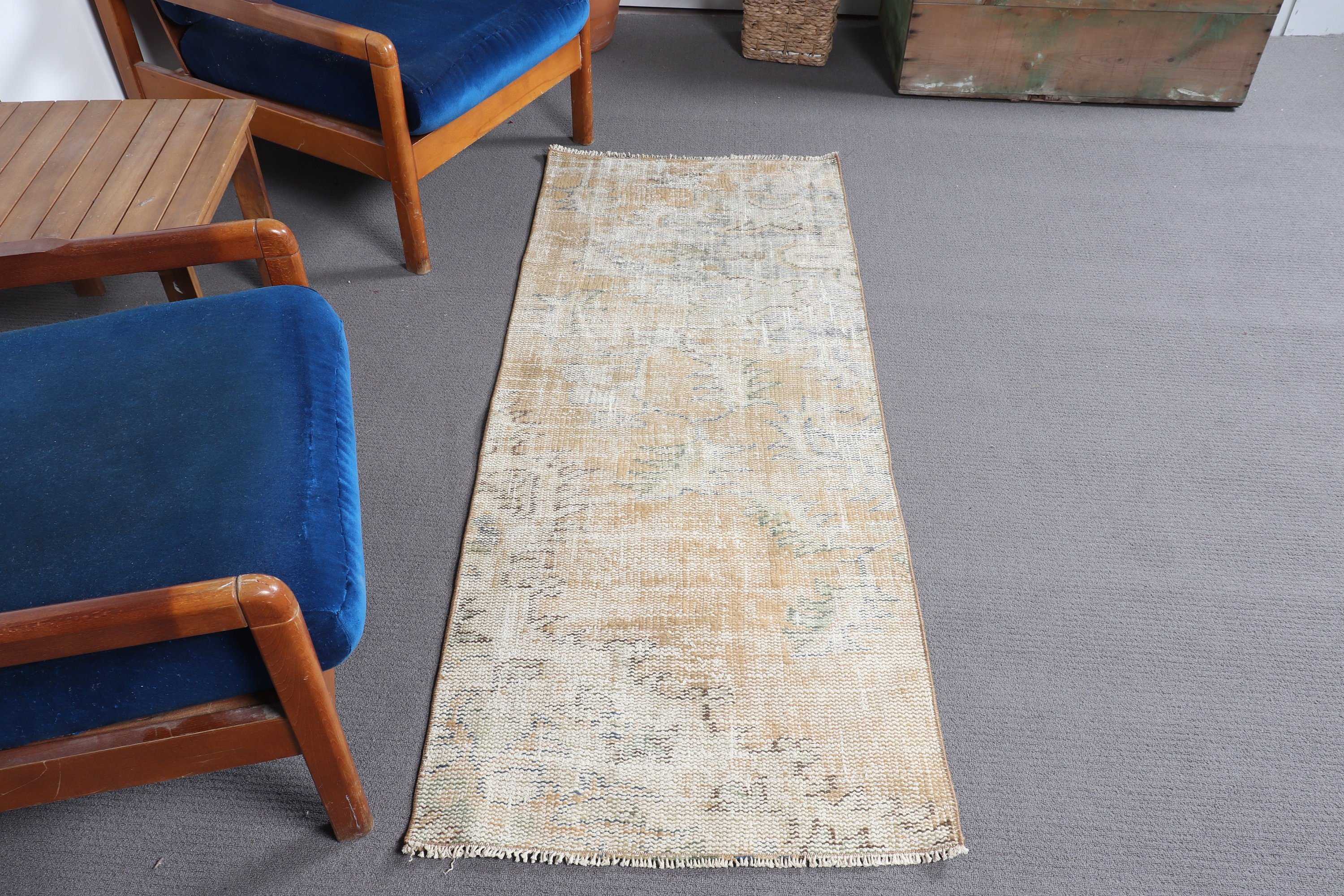 Turkish Rug, Beige Oriental Rugs, Wall Hanging Rug, Art Rug, Home Decor Rug, Floor Rug, 2.3x5.6 ft Small Rug, Vintage Rugs, Kitchen Rugs