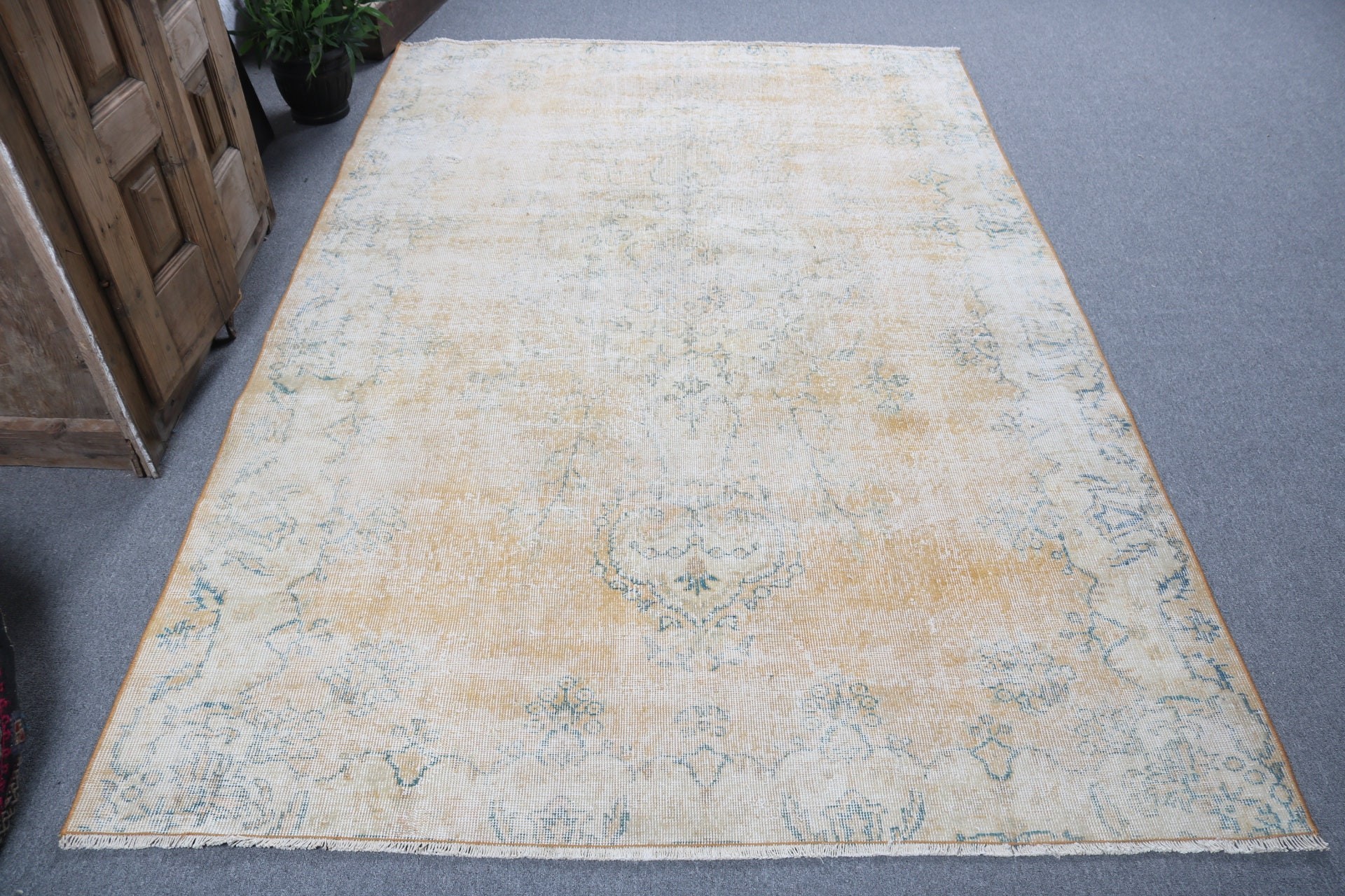 Türk Halıları, Büyük Boho Halısı, Turuncu Ev Dekorasyonu Halıları, Oturma Odası Halısı, 5.5x8.3 ft Büyük Halı, Harika Halılar, Vintage Halı, Anadolu Halısı