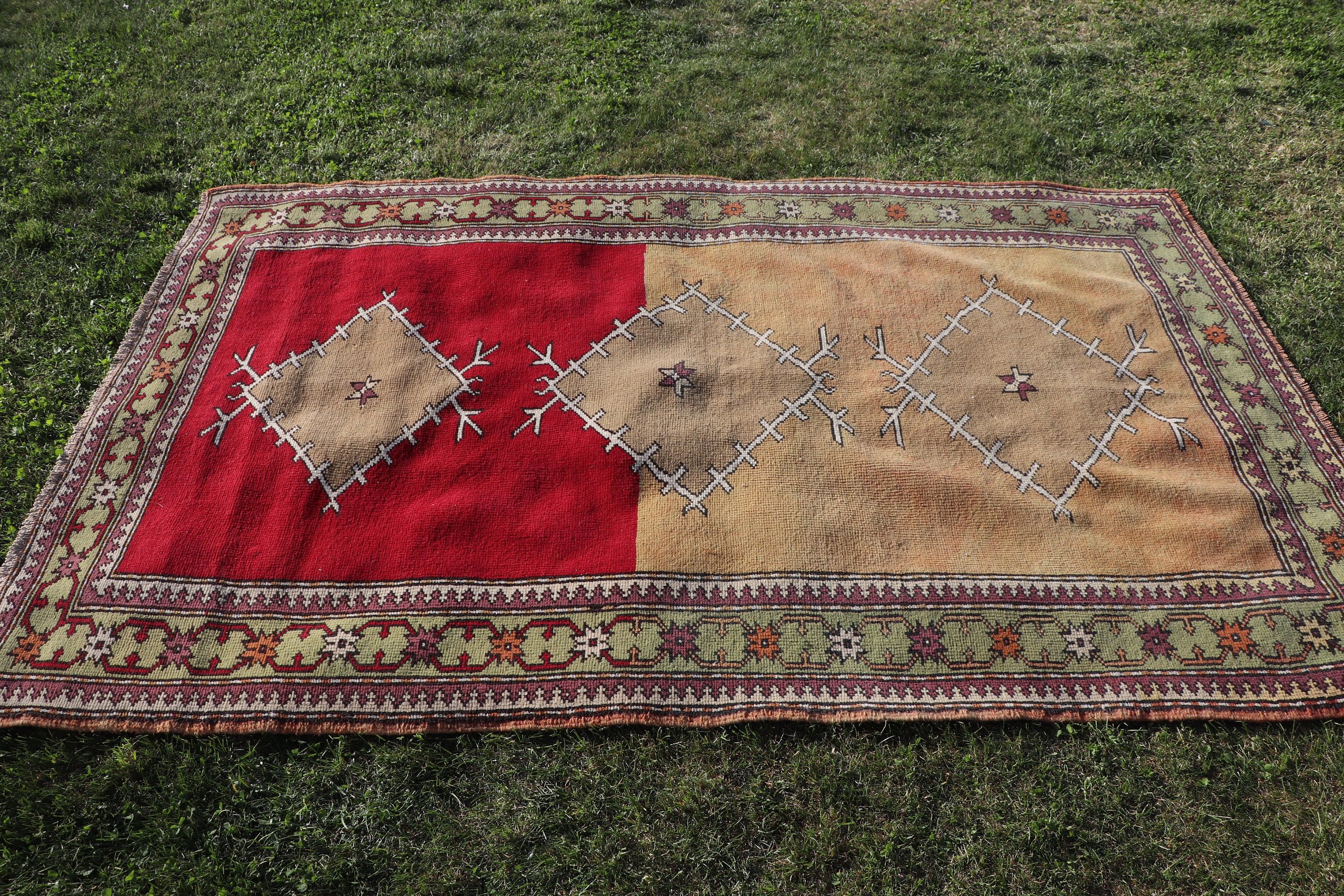 Fas Halıları, 4.4x6.9 ft Alan Halıları, İç Mekan Halıları, Yemek Odası Halıları, Vintage Halılar, Türk Halıları, Kahverengi Yer Halıları