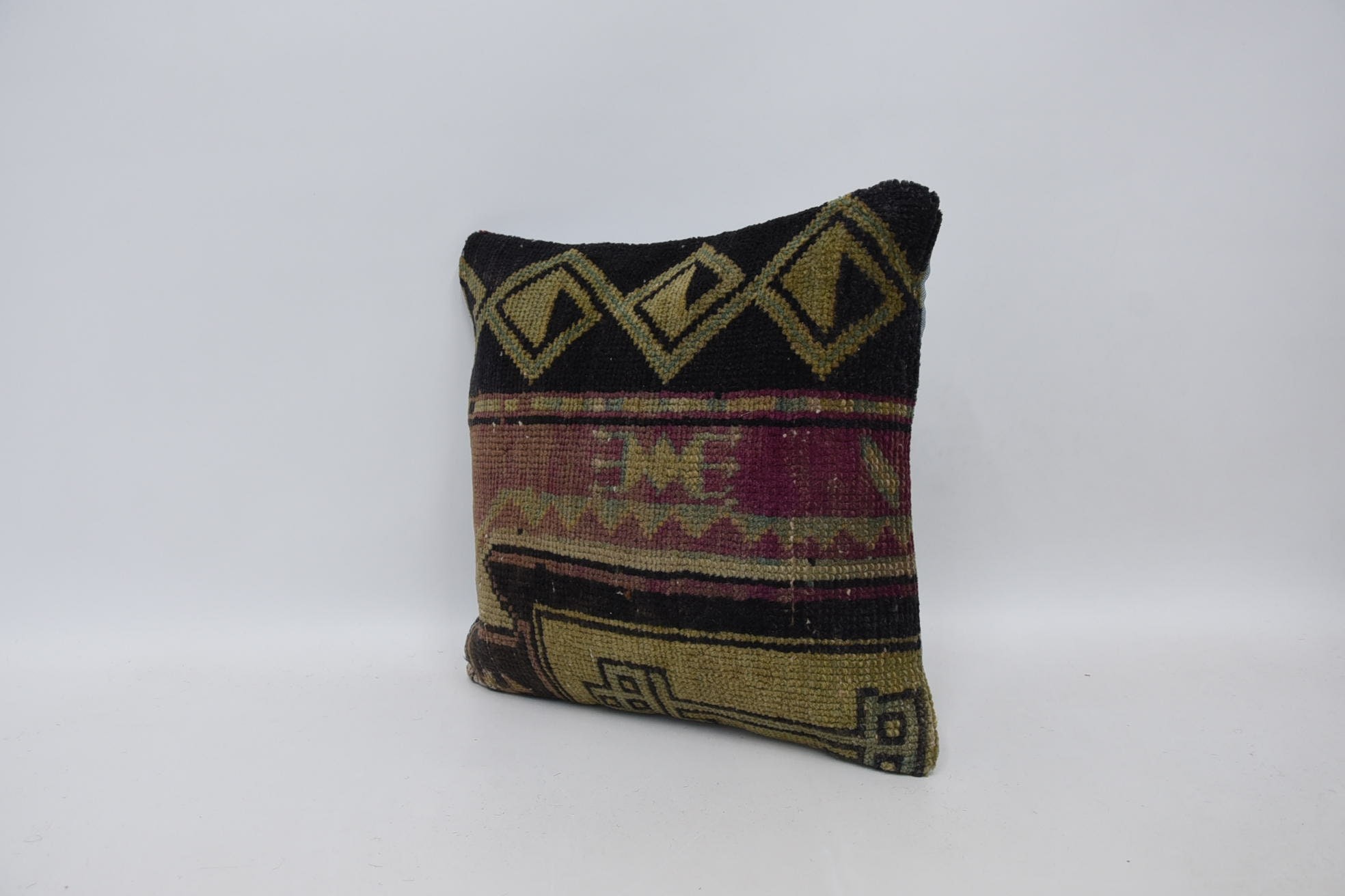 Vintage Kilim Throw Pillow, Kilim Pillow Cover, Vintage Kilim Pillow Pillow Case, 16"x16" Yellow Pillow Cover, Vintage Pillow