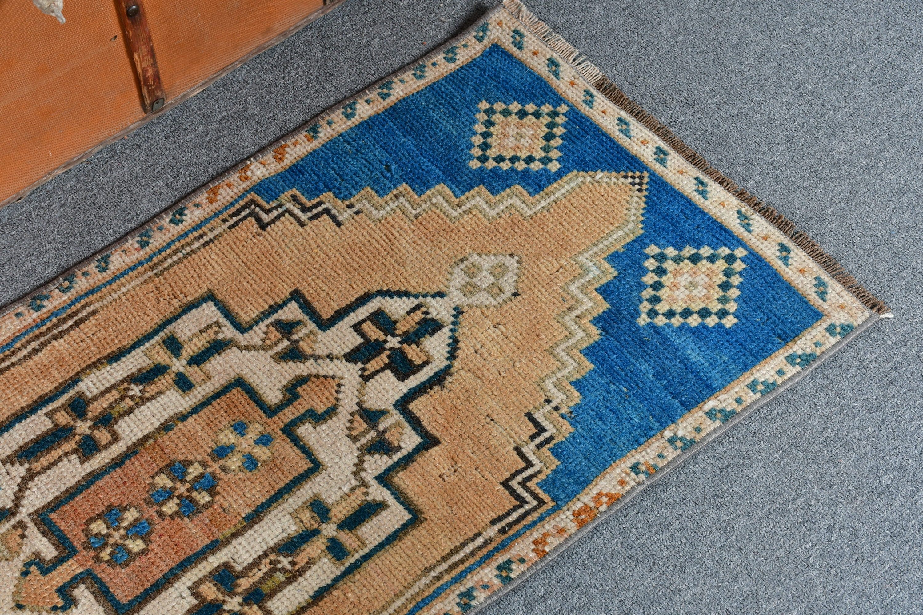 Turkish Rugs, Entry Rug, Rugs for Door Mat, Brown Bedroom Rugs, 1.5x3.3 ft Small Rug, Bedroom Rug, Vintage Rug, Nursery Rug, Kitchen Rug