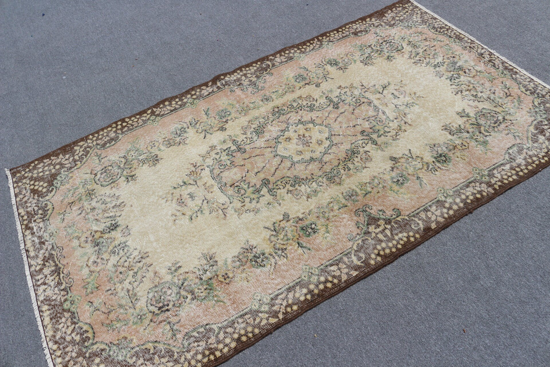 Living Room Rug, 3.9x6.8 ft Area Rugs, Antique Rugs, Brown Home Decor Rug, Rugs for Floor, Turkish Rugs, Floor Rug, Vintage Rug, Wool Rug