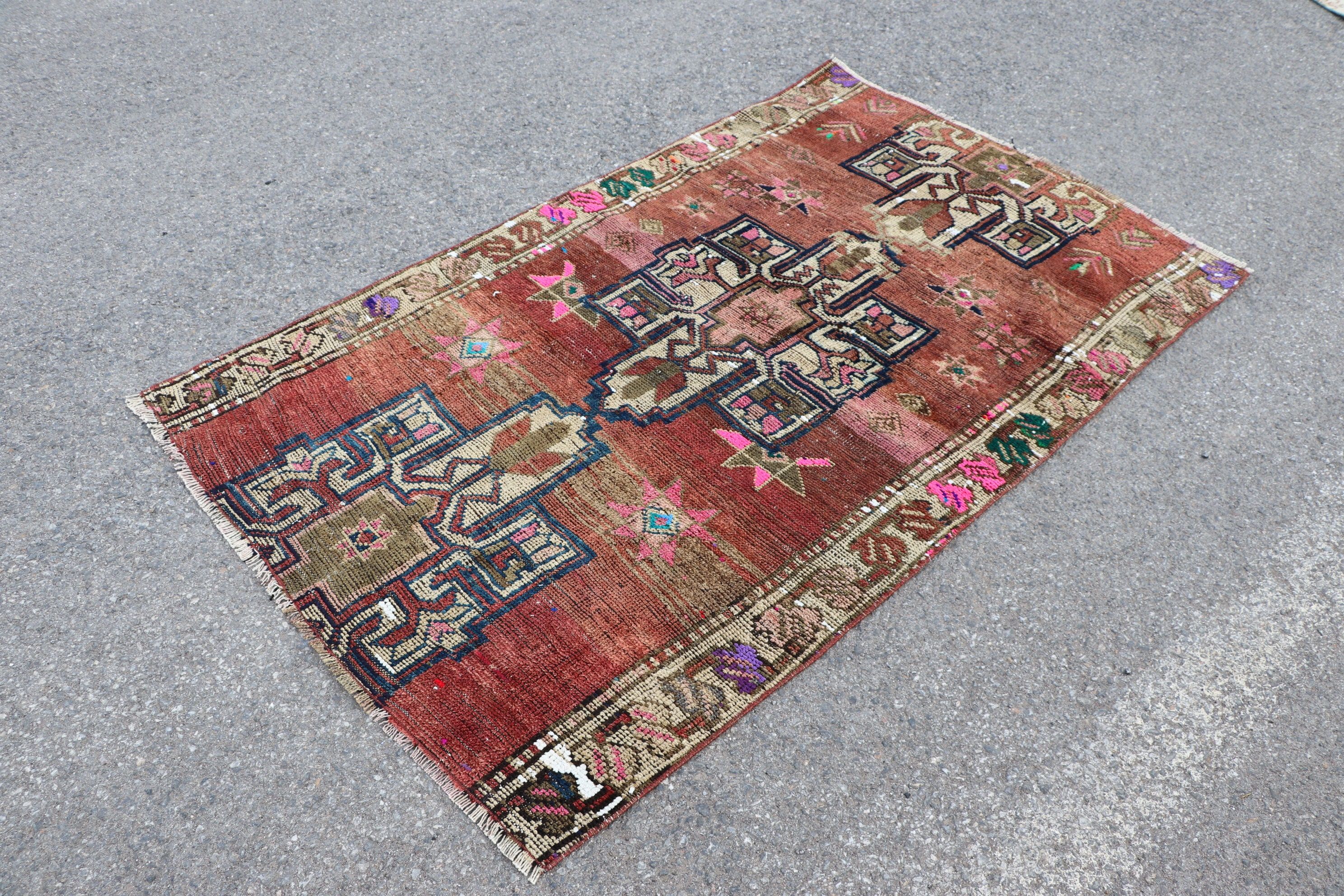 Dining Room Rug, 4x6.2 ft Area Rugs, Red Oriental Rugs, Anatolian Rug, Kitchen Rugs, Turkish Rugs, Vintage Rugs, Pale Rugs, Home Decor Rugs