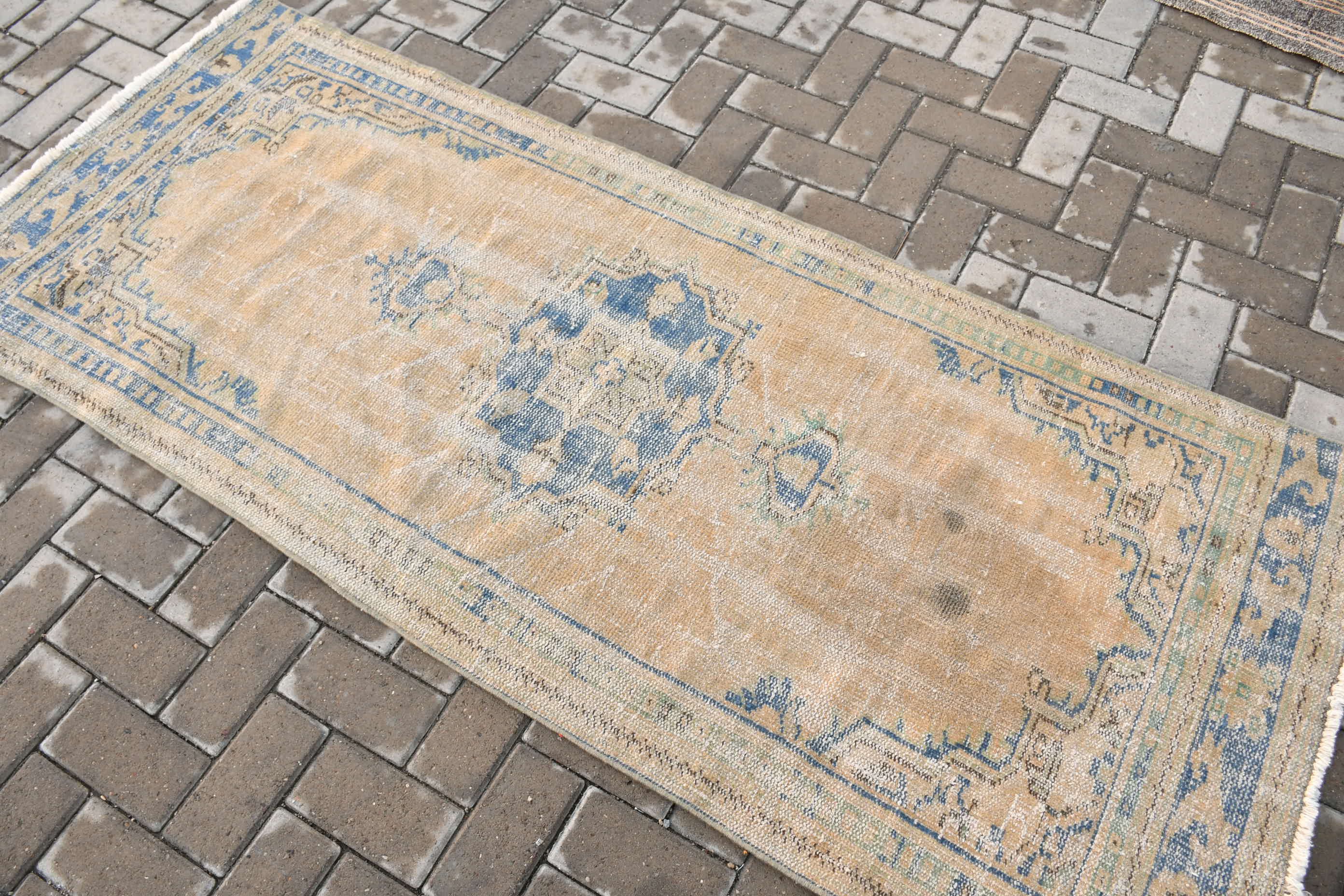 Vintage Rug, Turkish Rug, Kitchen Rug, Bedroom Rug, Nursery Rugs, Cool Rug, Blue  3x6.9 ft Accent Rug, Rugs for Bedroom