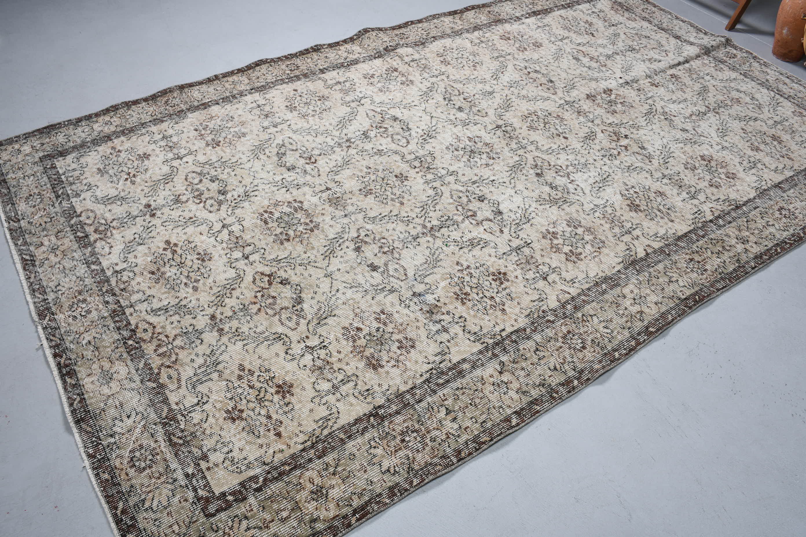 Oushak Halısı, Anadolu Halısı, Türk Halıları, Yemek Odası Halısı, Bej Fas Halısı, Soluk Halı, Vintage Halı, Oturma Odası Halıları, 5,6x9,4 ft Büyük Halı