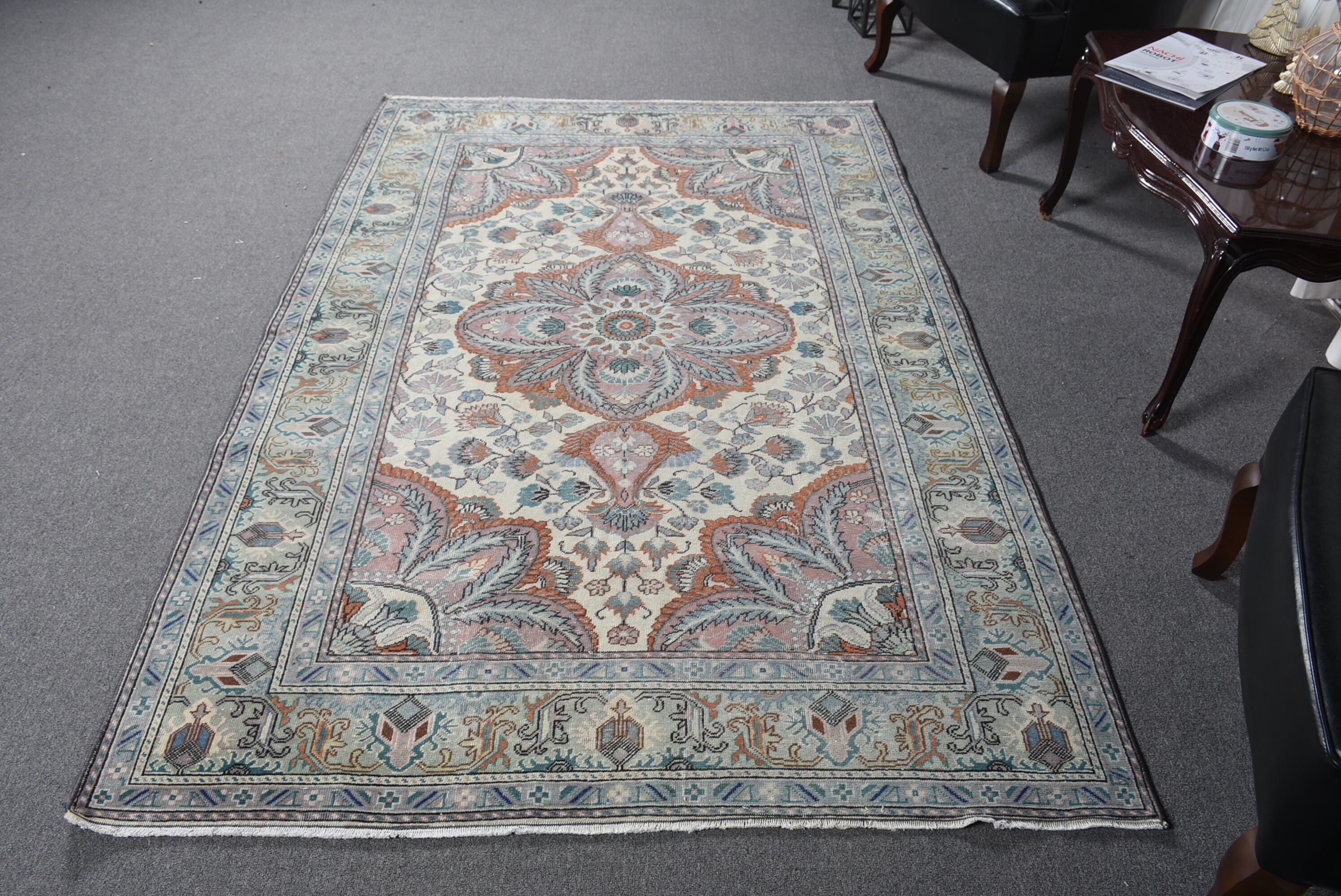 Moroccan Rugs, Oriental Rugs, Dining Room Rug, Turkish Rug, Floor Rug, Vintage Rug, Boho Rugs, Green Home Decor Rug, 4.8x7.5 ft Area Rugs