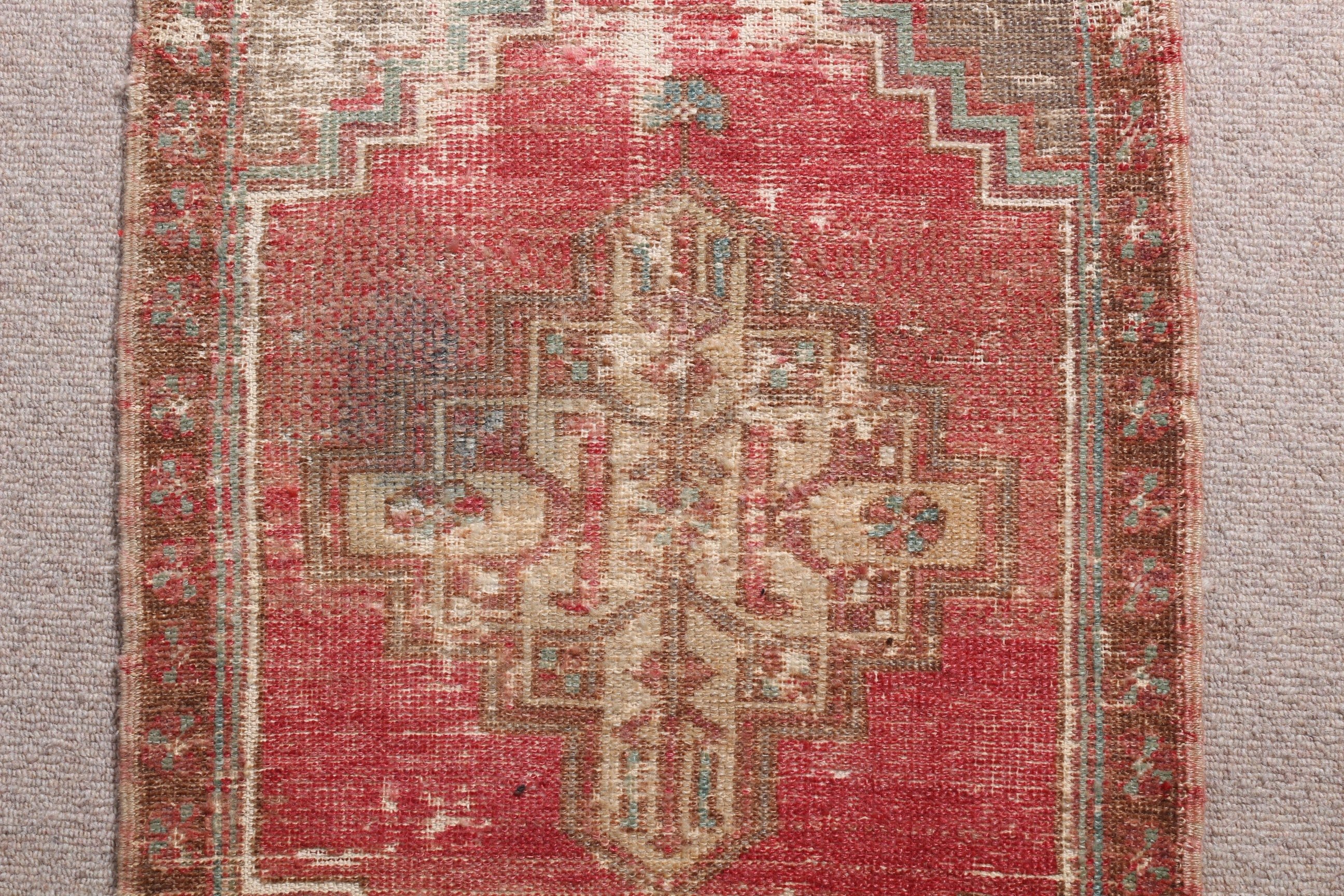 1.8x3 ft Small Rug, Bathroom Rugs, Door Mat Rugs, Floor Rugs, Oushak Rug, Rugs for Bath, Turkish Rug, Cute Rugs, Vintage Rug, Red Cool Rugs