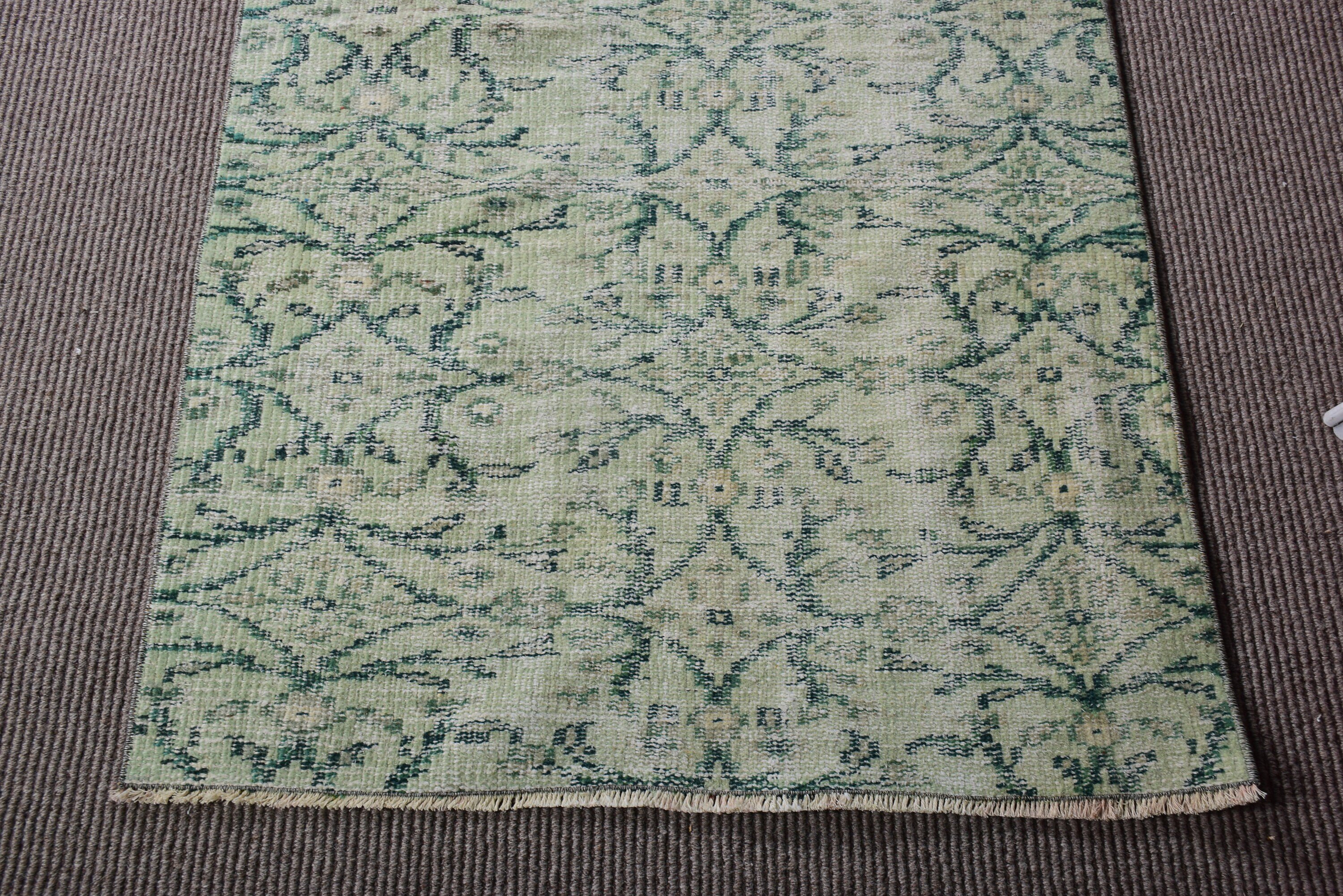 Boho Halı, Çocuk Halısı, Yeşil Antika Halılar, Organik Halılar, Boho Vurgulu Halılar, El Dokuma Halı, Türk Halıları, Vintage Halı, 2,8x5,8 ft Vurgulu Halı