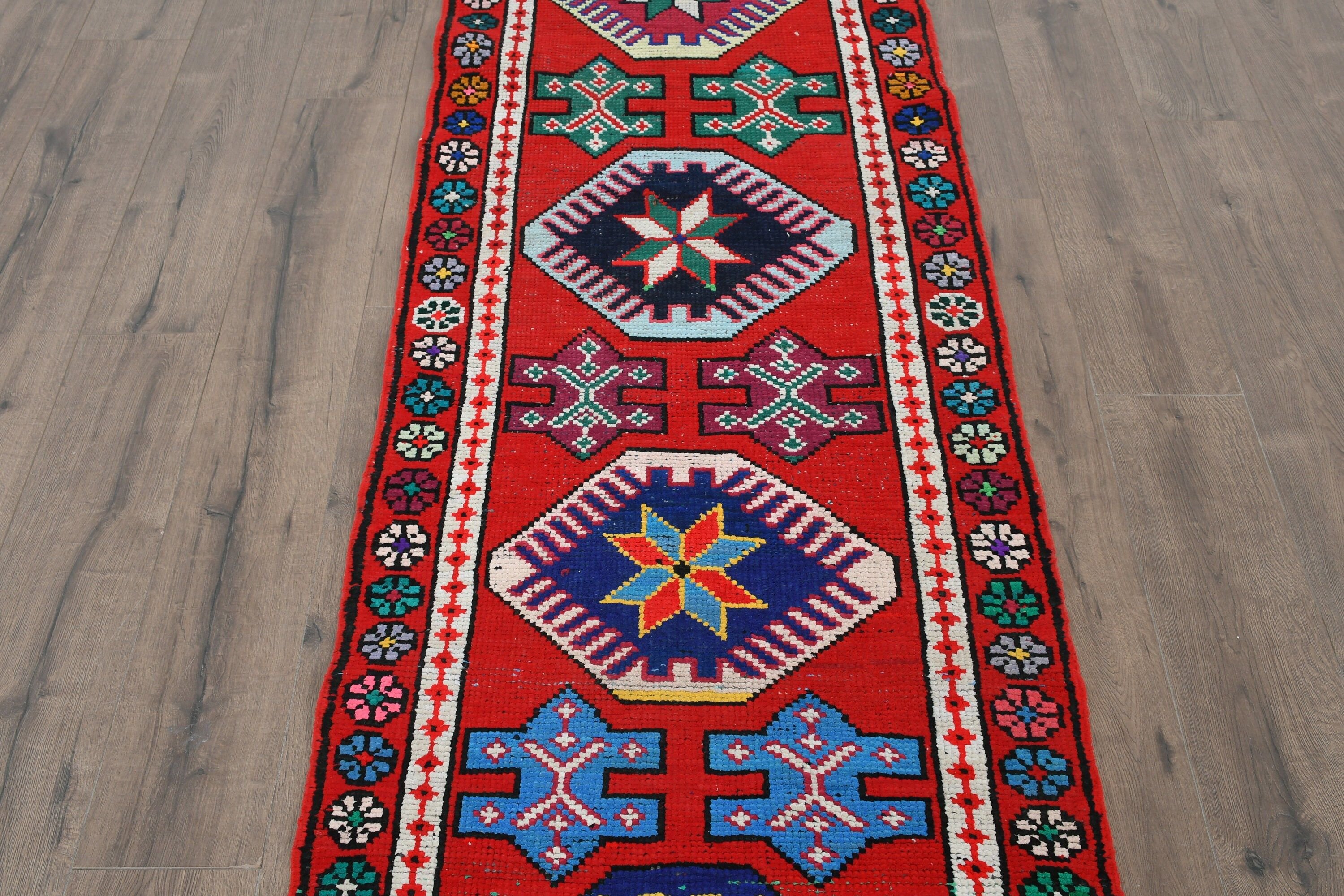 Anatolian Rug, Rugs for Runner, Turkish Rugs, Corridor Rug, Cool Rug, Vintage Rugs, Bohemian Rug, Red  2.7x13 ft Runner Rug
