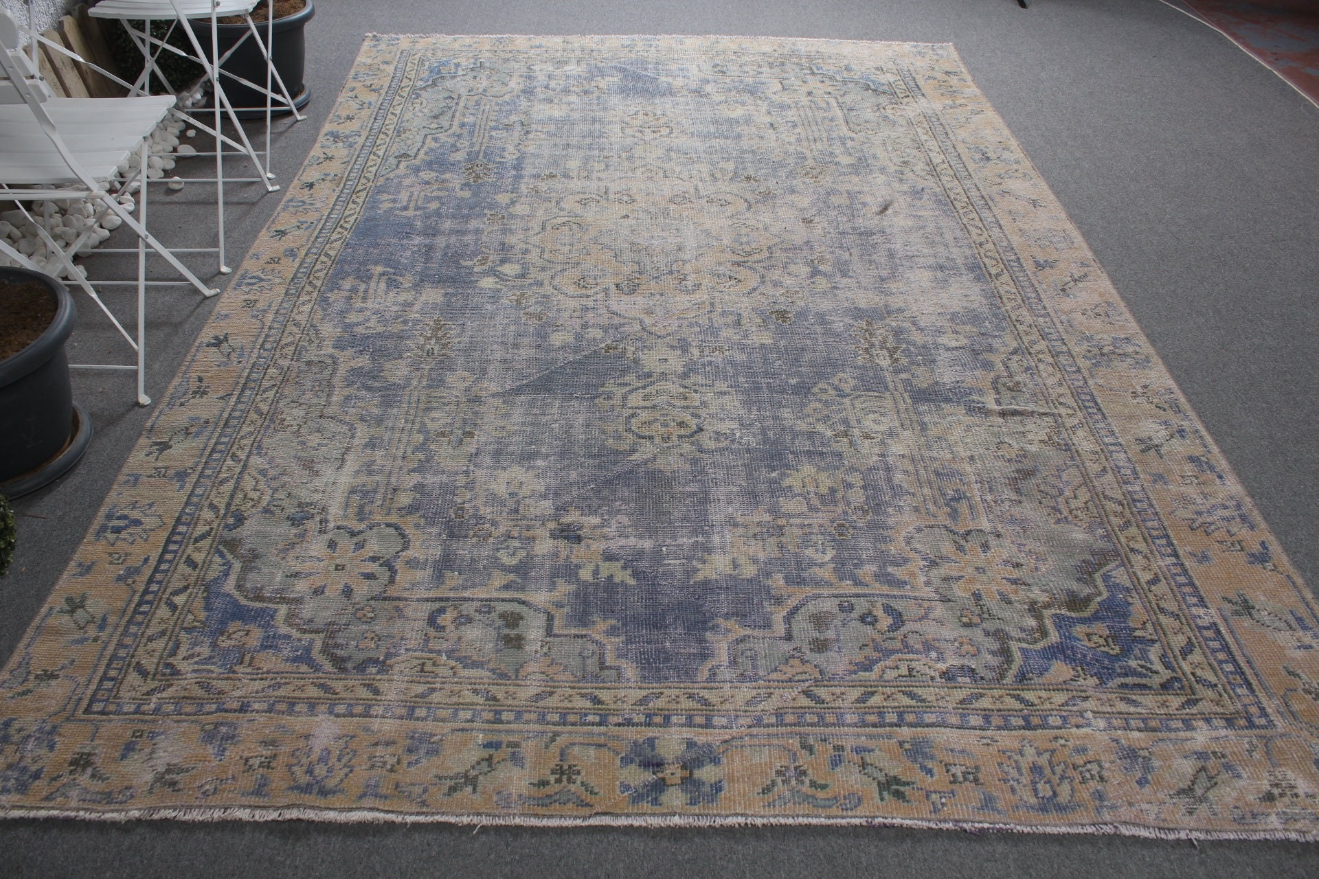 6.9x10.2 ft Büyük Boy Halı, Vintage Halılar, Harika Halılar, El Yapımı Halılar, Yemek Odası Halıları, Türk Halısı, Mavi Antika Halı, Antika Halı, Salon Halısı