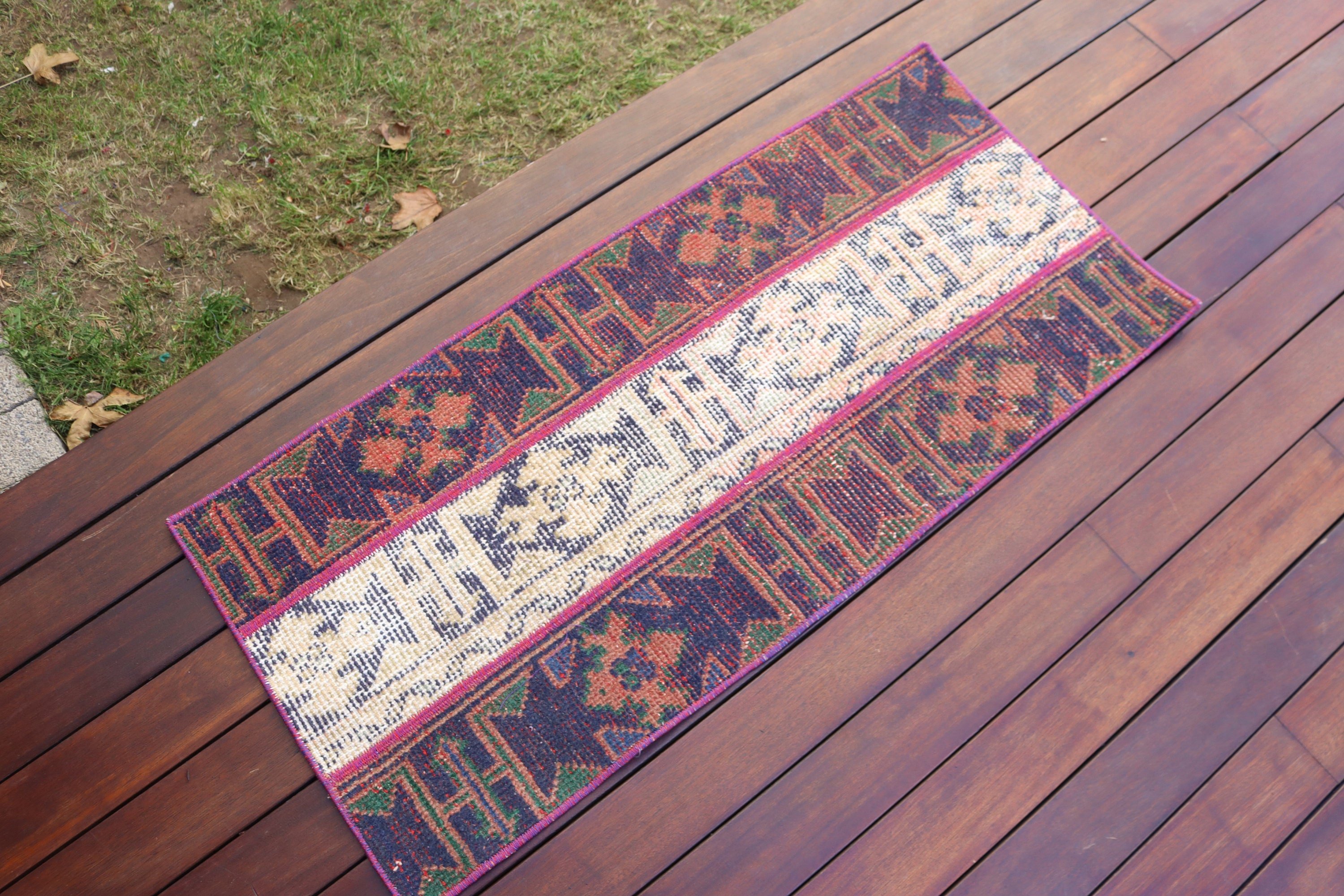 Blue  1.6x3.6 ft Small Rug, Vintage Rug, Turkish Rug, Rugs for Bedroom, Wool Rug, Door Mat Rug, Car Mat Rug