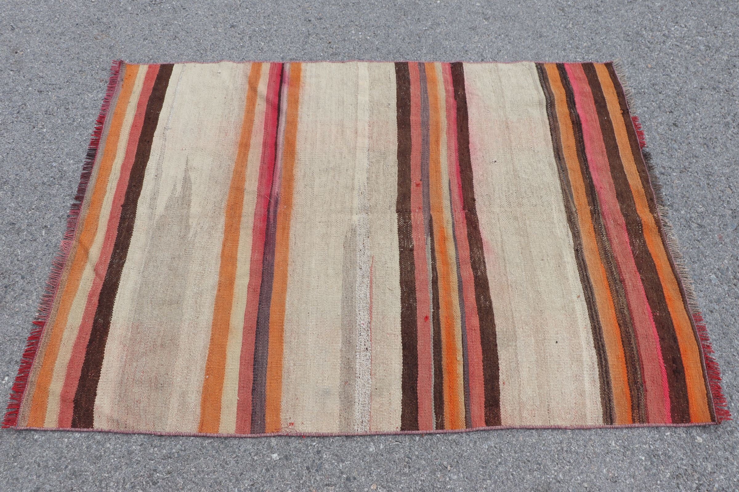 Bej Yün Kilim, Uşak Kilim, Yatak odası Kilim, Ev Kilim, Ev Kilim, Yatak odası Kilim, Yatak odası Kilim, Türk Kilim, 108x147 cm Antre Kilim