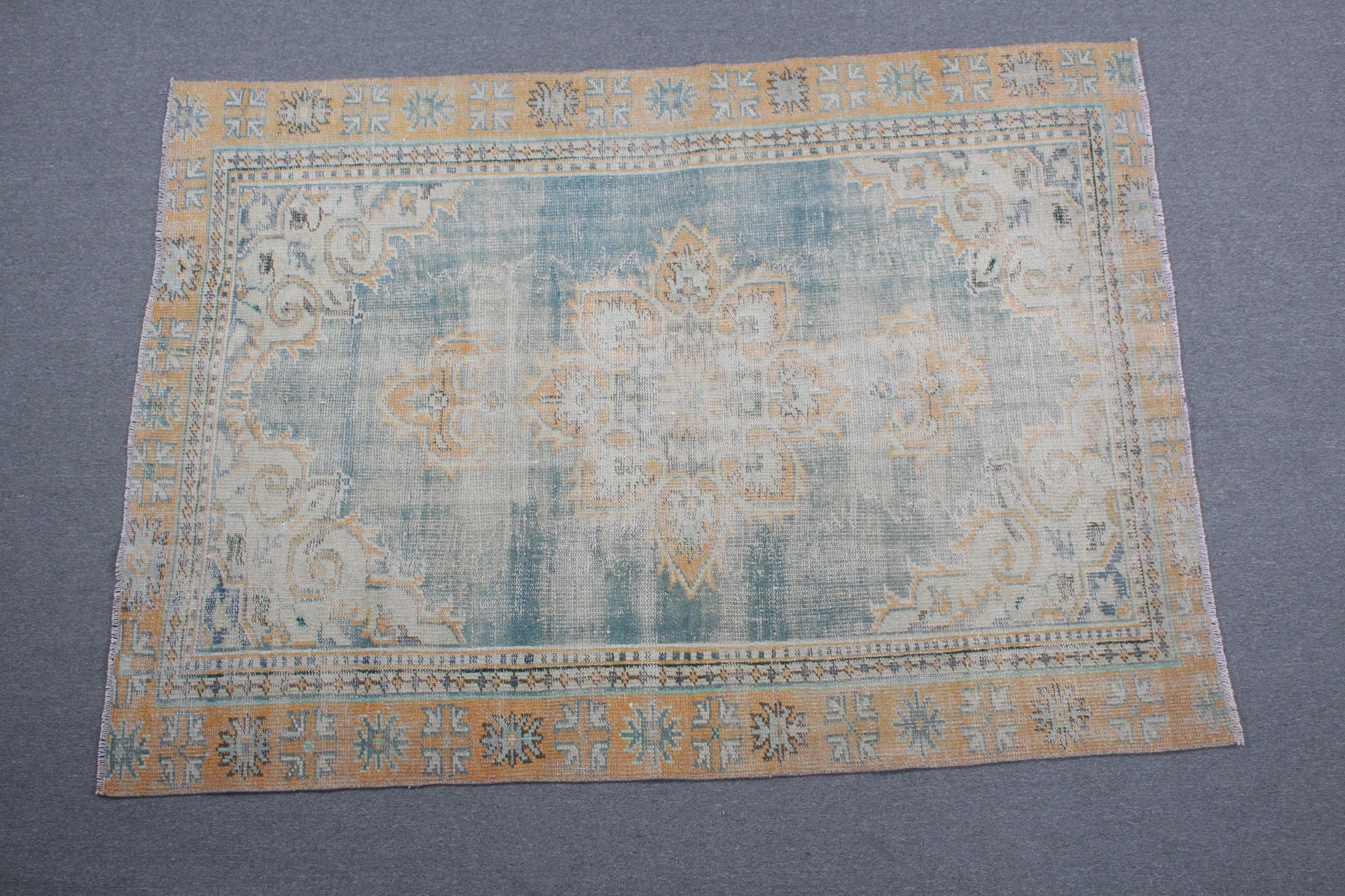 Green Floor Rug, Bedroom Rug, Anatolian Rugs, Turkish Rugs, 5.4x7.5 ft Large Rugs, Antique Rugs, Rugs for Salon, Vintage Rug, Salon Rug