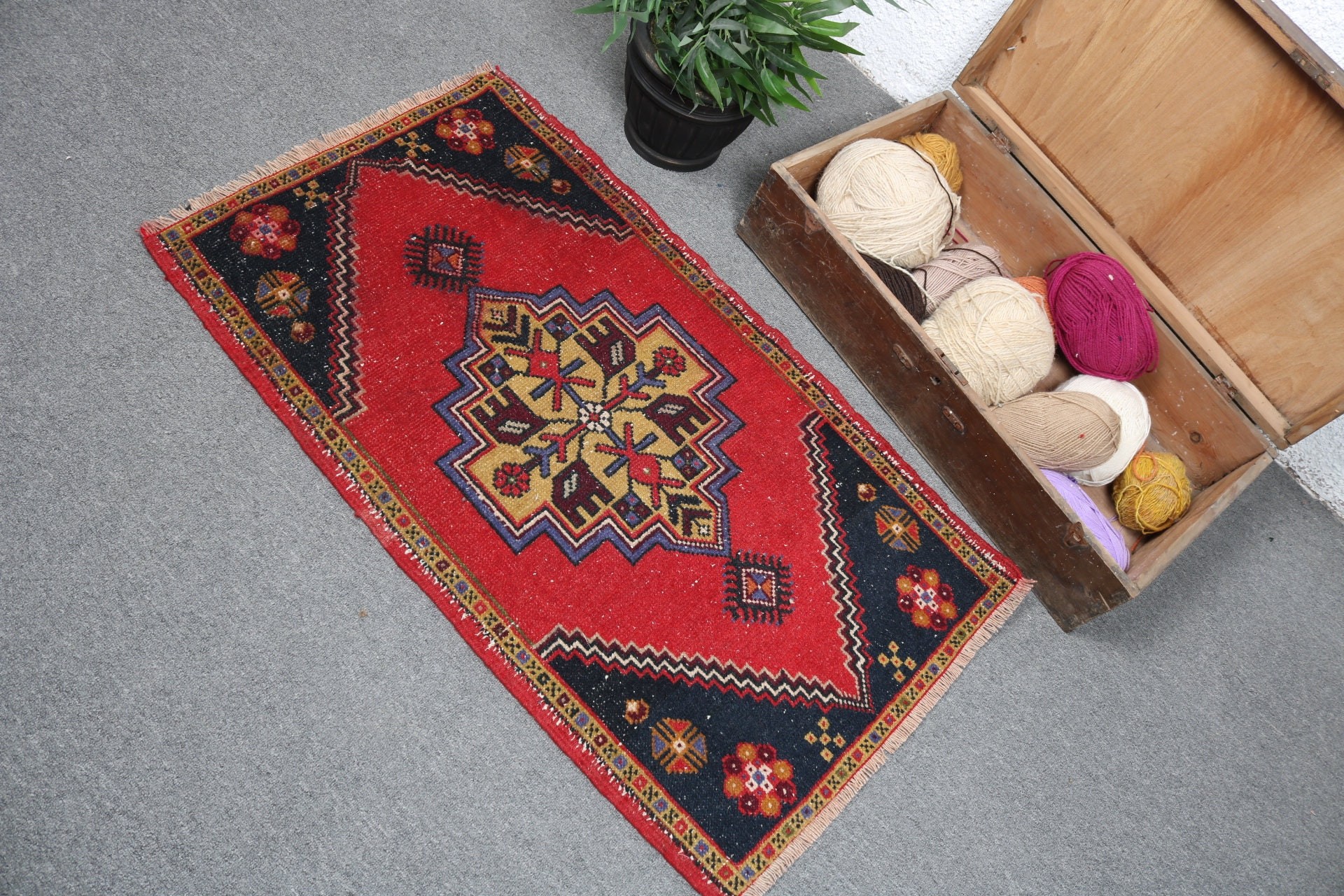 Turkish Rug, Rugs for Car Mat, Car Mat Rug, Red Floor Rugs, 2x3.5 ft Small Rugs, Vintage Rugs, Bath Rugs, Modern Rug