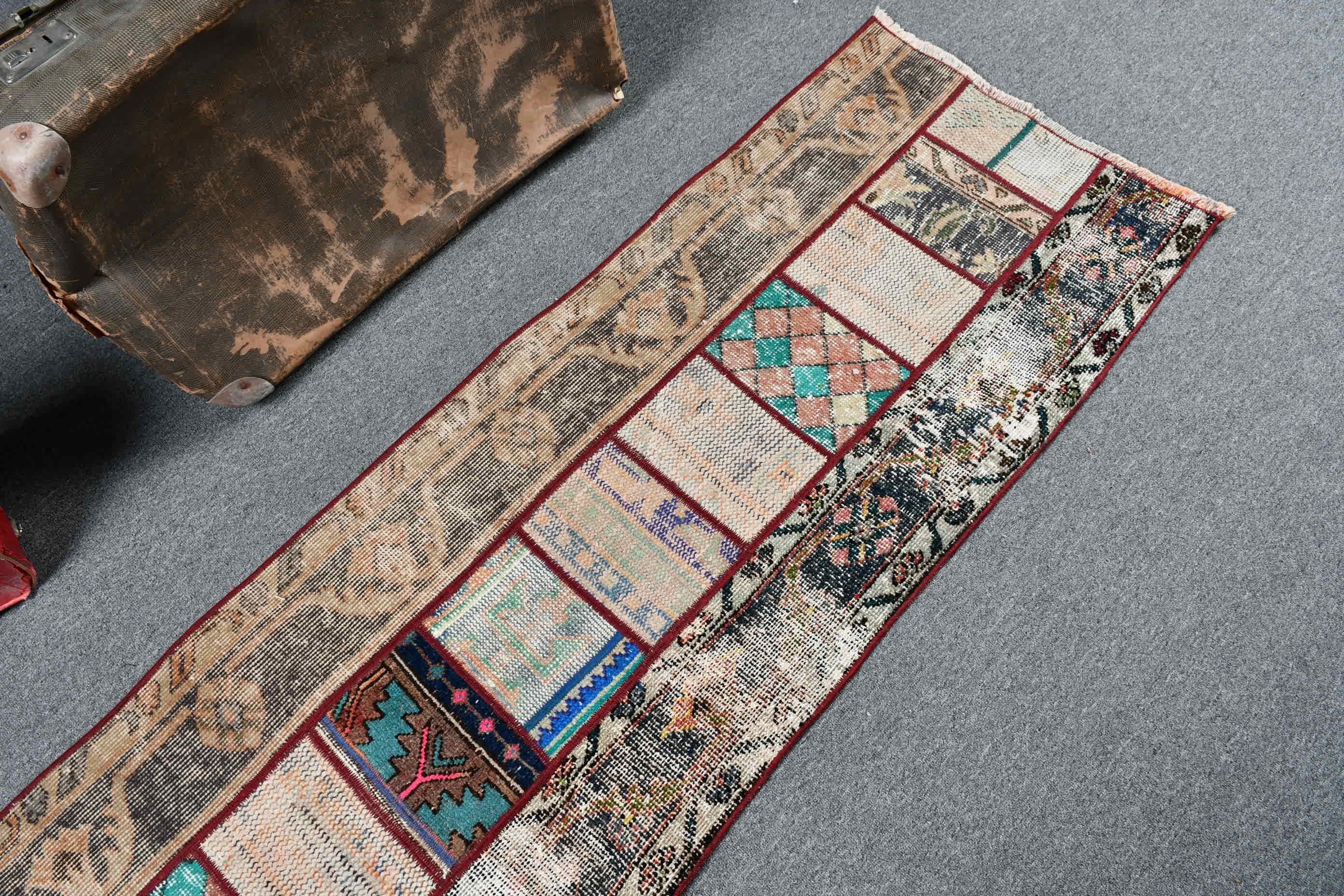 Rugs for Hallway, Turkish Rug, Corridor Rugs, Brown Cool Rug, Vintage Rug, 2x7.2 ft Runner Rug, Moroccan Rug, Hallway Rugs