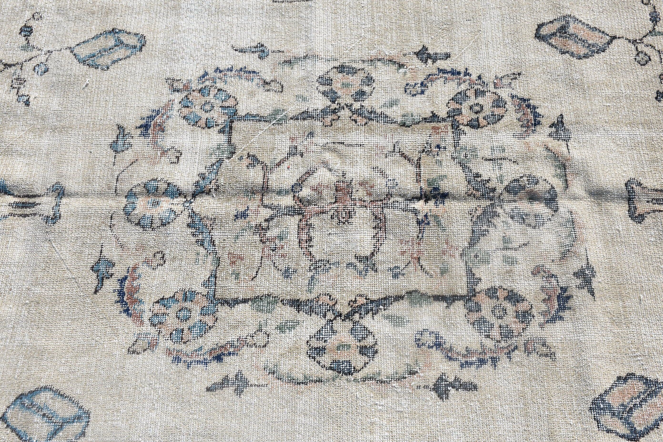 6.5x10.4 ft Büyük Halı, Vintage Halı, Mavi Soğuk Halılar, Doğal Halılar, Türk Halıları, Yün Halıları, Salon Halıları, Yatak Odası Halısı, Yemek Odası Halıları