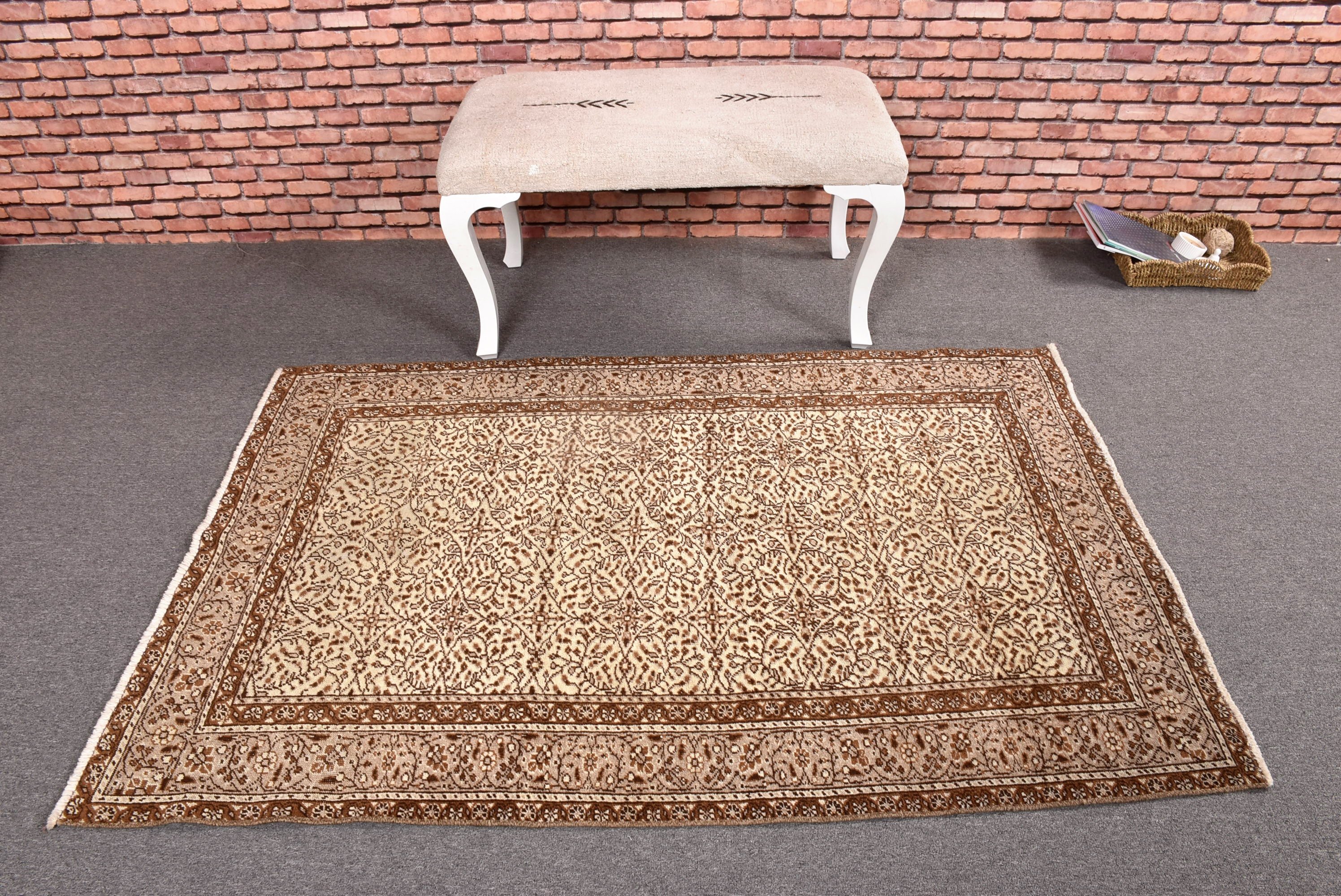 Beige Anatolian Rugs, Decorative Rugs, 3.6x5.5 ft Accent Rug, Turkish Rugs, Modern Rugs, Vintage Rugs, Nursery Rugs