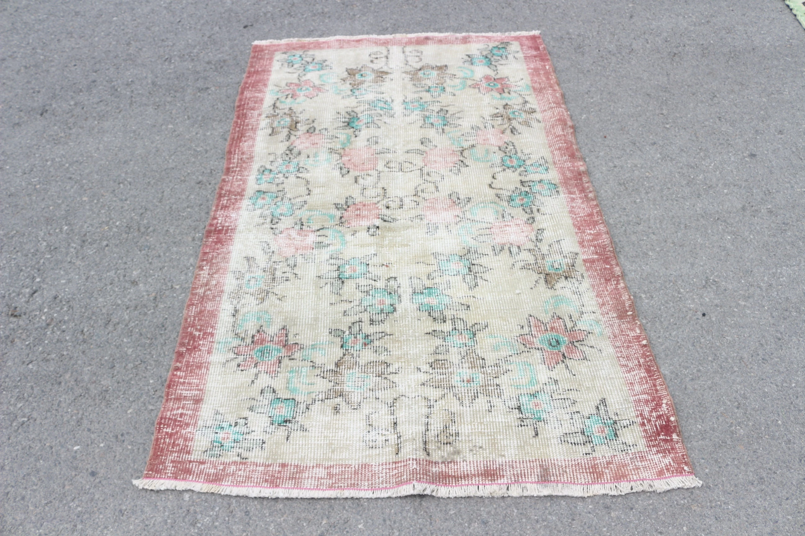 Rugs for Bedroom, Hand Knotted Rug, Vintage Rug, Turkish Rug, Cool Rug, Beige Kitchen Rug, Nursery Rug, 3.7x5.9 ft Accent Rug