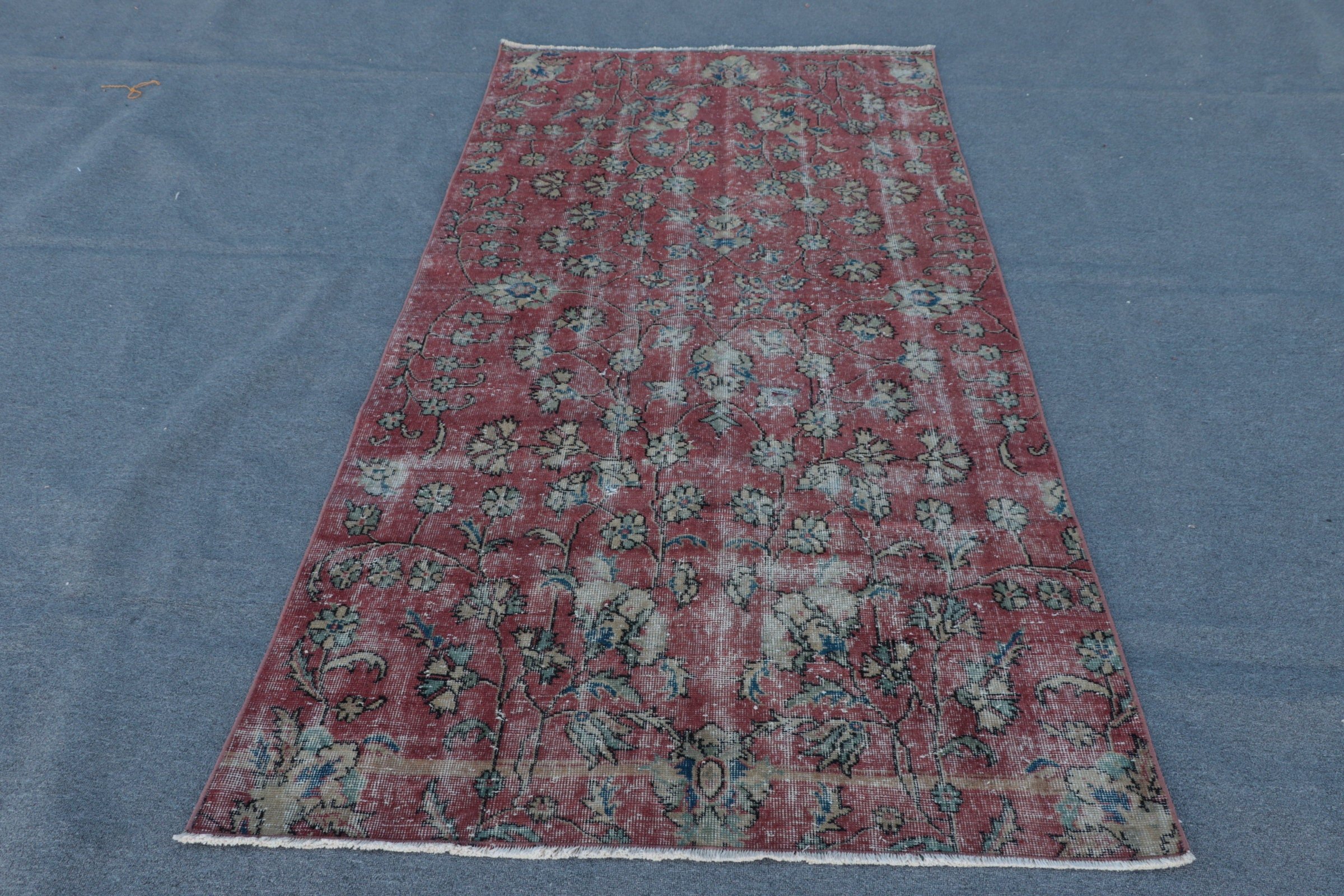 Red Moroccan Rug, Rugs for Floor, Bedroom Rug, Vintage Rug, Living Room Rugs, Home Decor Rugs, Wool Rugs, Turkish Rugs, 4.1x8 ft Area Rugs