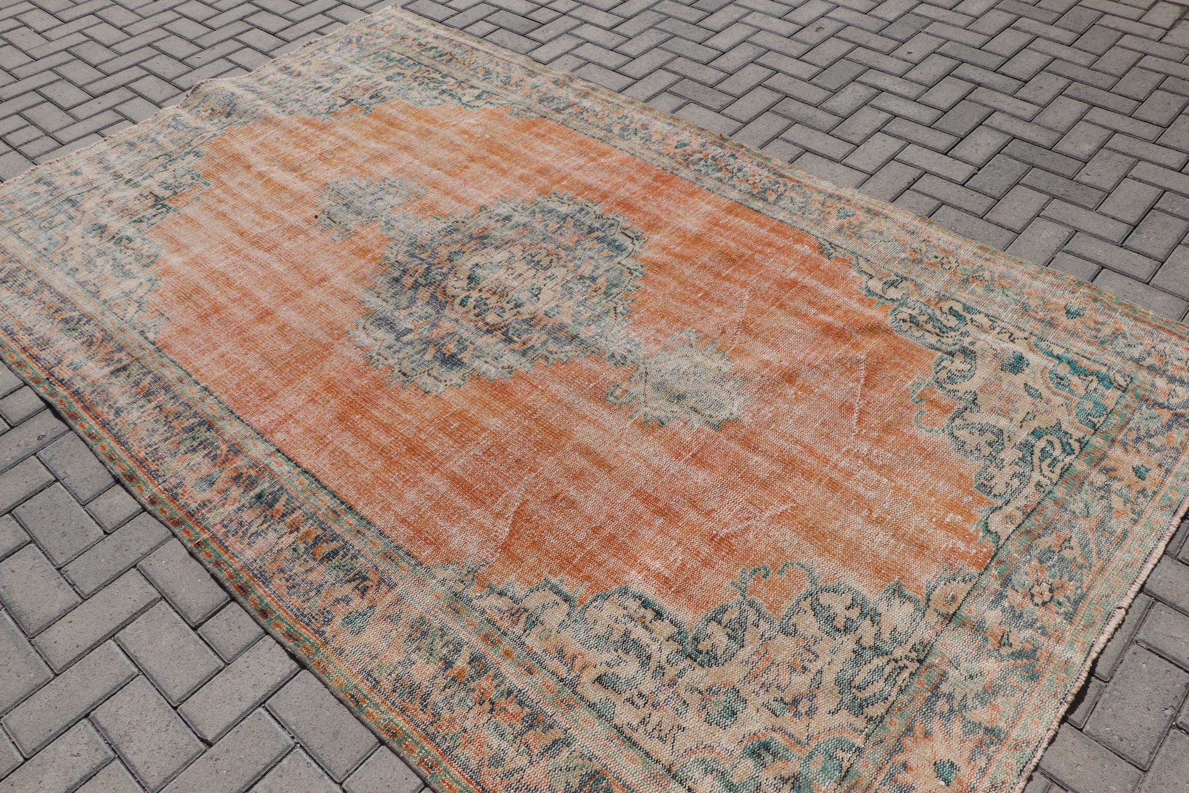 Orange  5.7x9.3 ft Large Rug, Bedroom Rug, Rugs for Bedroom, Cool Rugs, Salon Rug, Turkish Rug, Home Decor Rug, Vintage Rug