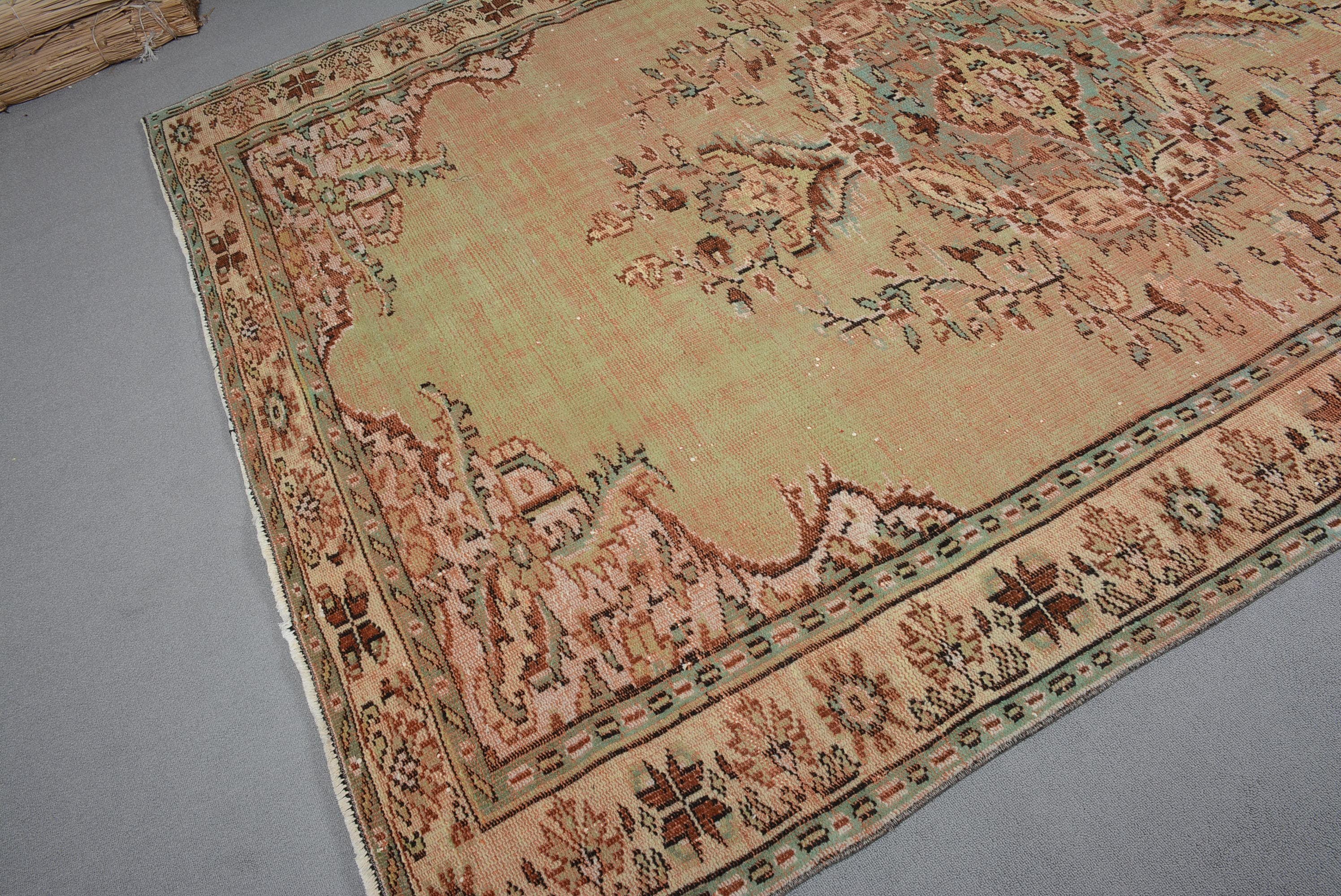 6.6x9.9 ft Büyük Halı, Ev Dekorasyonu Halısı, Türk Halıları, Fas Halıları, Oturma Odası Halısı, Turuncu Yatak Odası Halıları, Yemek Odası Halıları, Vintage Halı