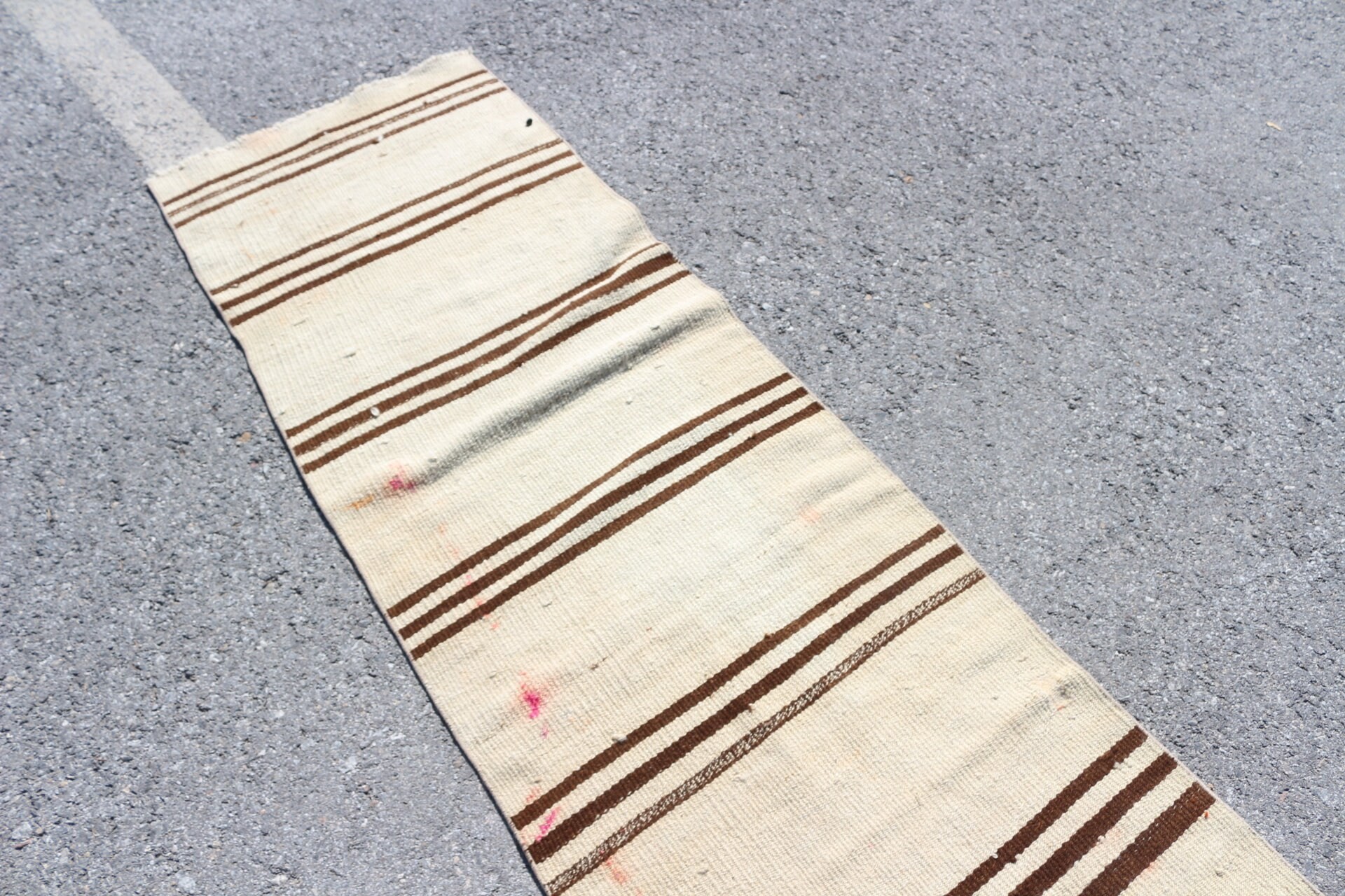 Vintage Halı, Kilim, Merdiven Halısı, Koridor Halıları, Bej Mutfak Halısı, Türk Halısı, Yün Halı, 2.2x10.3 ft Yolluk Halıları, Ev Dekorasyonu Halısı