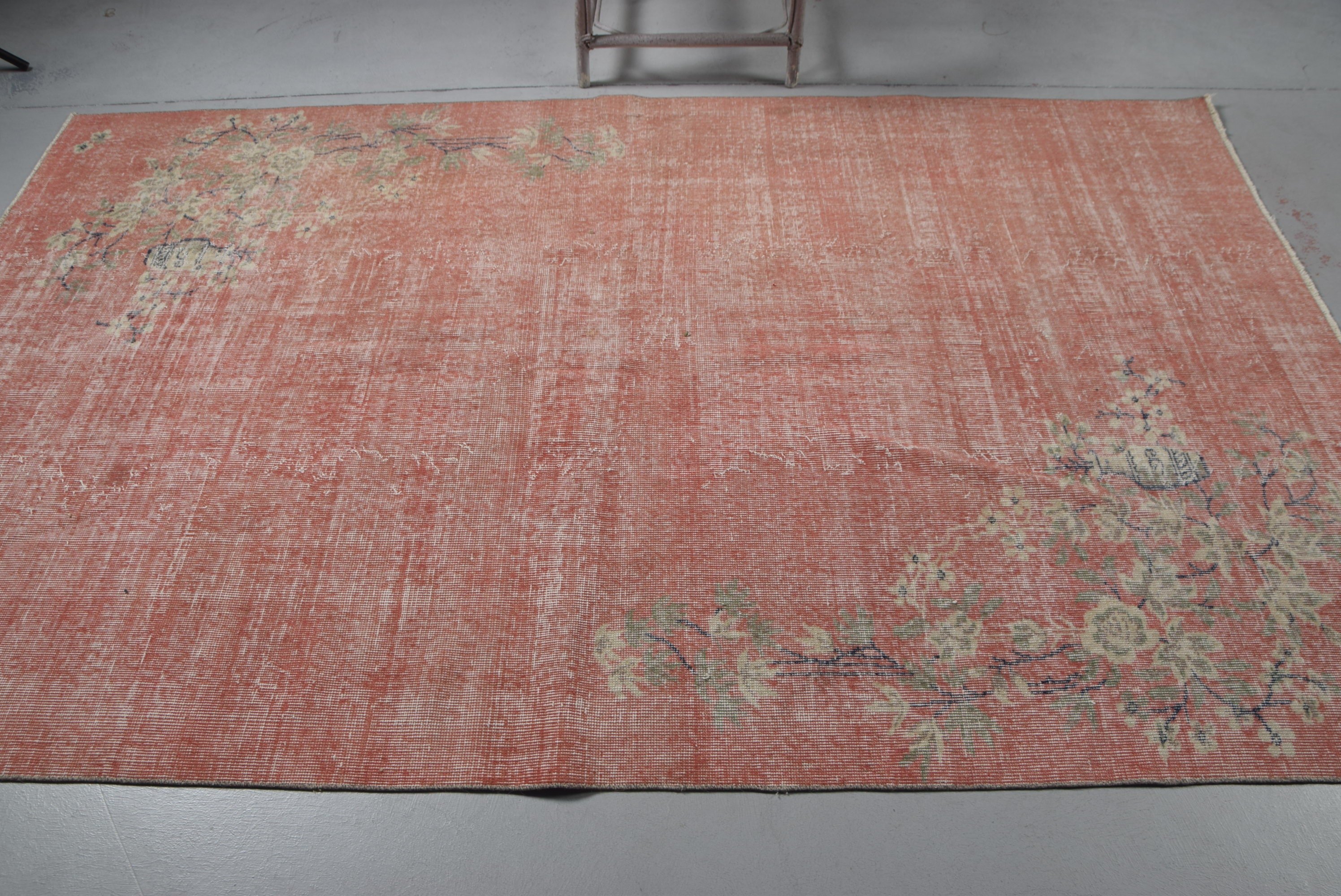 Distressed Rug, 5.3x8.5 ft Large Rug, Bedroom Rug, Pink Antique Rug, Vintage Rug, Dining Room Rugs, Turkish Rug, Kitchen Rug, Oriental Rug