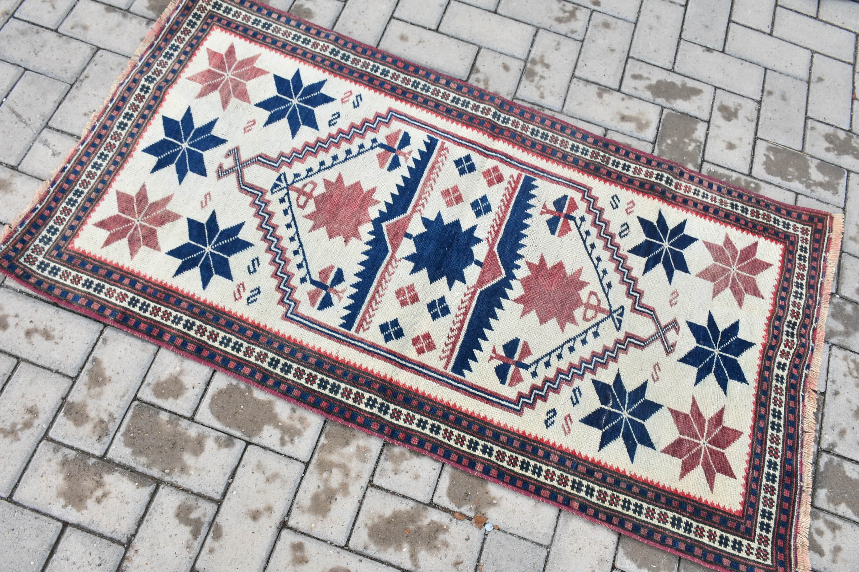 2.4x4.6 ft Small Rug, Beige Antique Rug, Bathroom Rugs, Cute Rug, Vintage Rug, Wall Hanging Rugs, Turkish Rugs, Moroccan Rugs, Oriental Rug