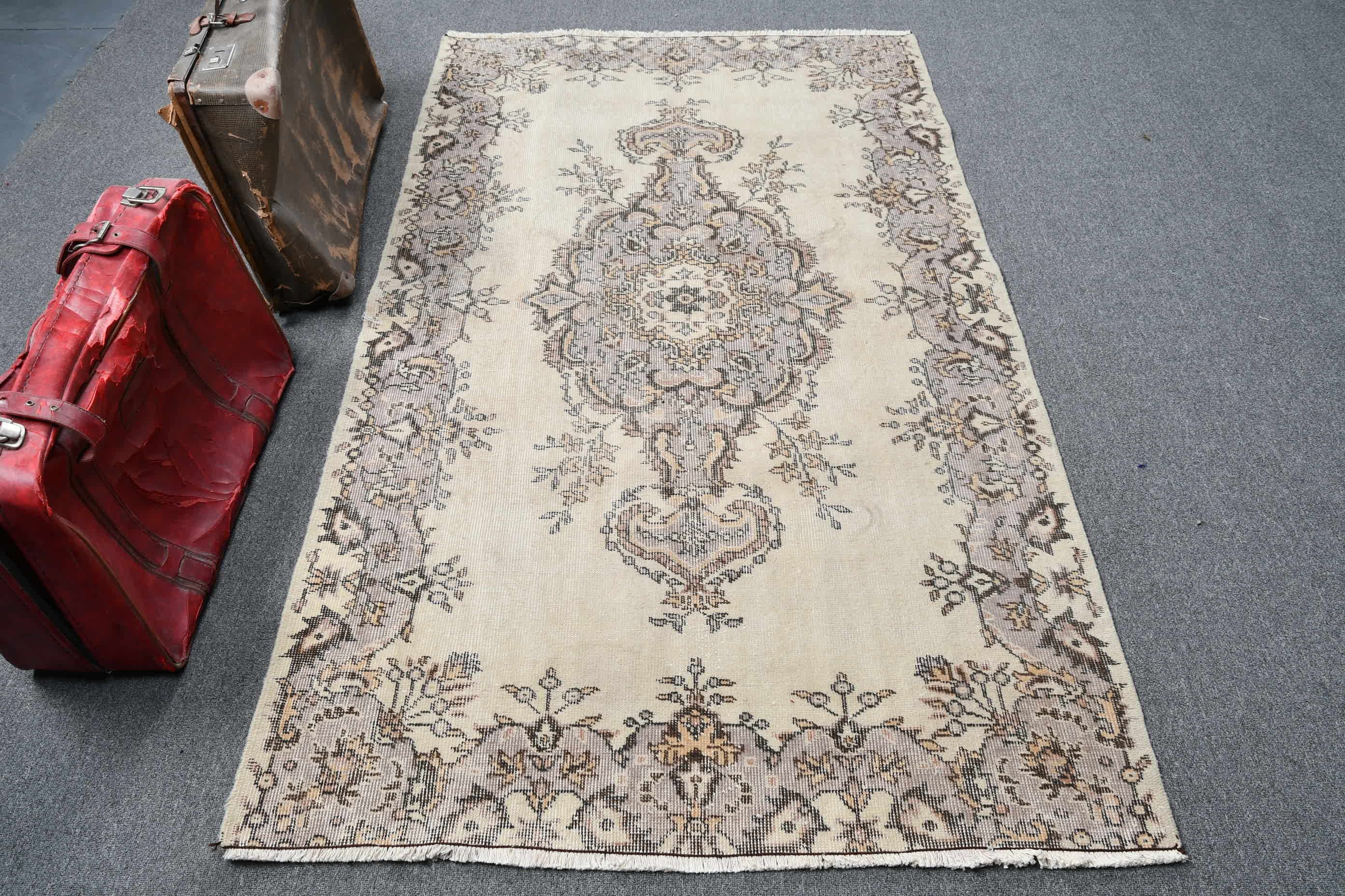 3.9x6.7 ft Area Rug, Beige Anatolian Rug, Vintage Rug, Old Rug, Floor Rugs, Turkish Rug, Rugs for Living Room, Living Room Rug, Antique Rug