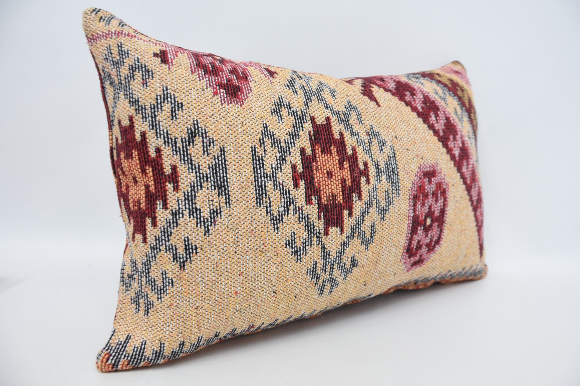 Home Decor Pillow, Designer Throw Pillow Sham, 16"x24" Orange Pillow Case, Kilim Pillow Cover, Boho Pillow Sham Cover