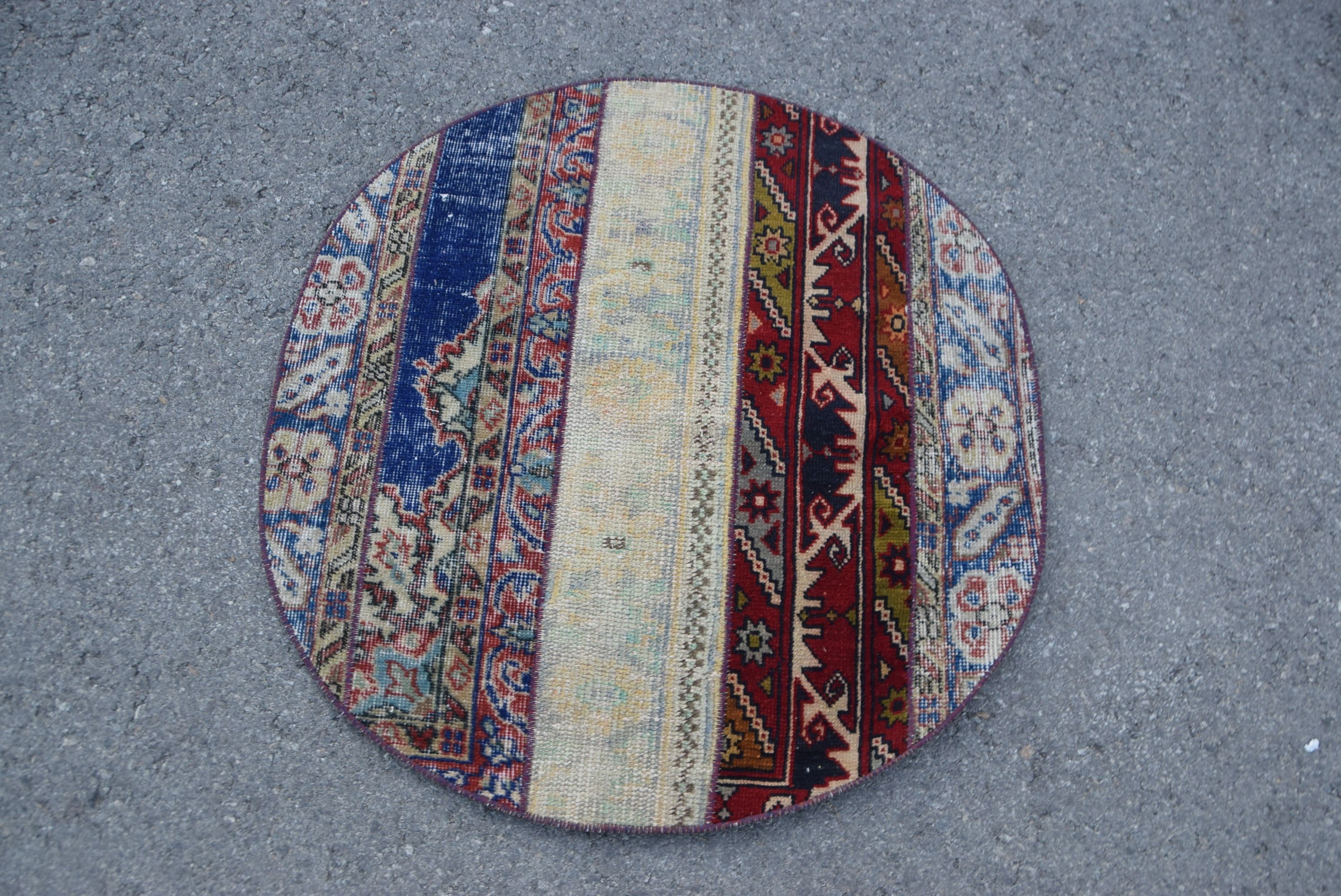 Türk Halıları, Duvara Asılı Halı, Duvara Asılı Halılar, 3x3,1 ft Küçük Halılar, Vintage Halılar, Anadolu Halısı, Mavi Yün Halılar, Mutfak Halıları