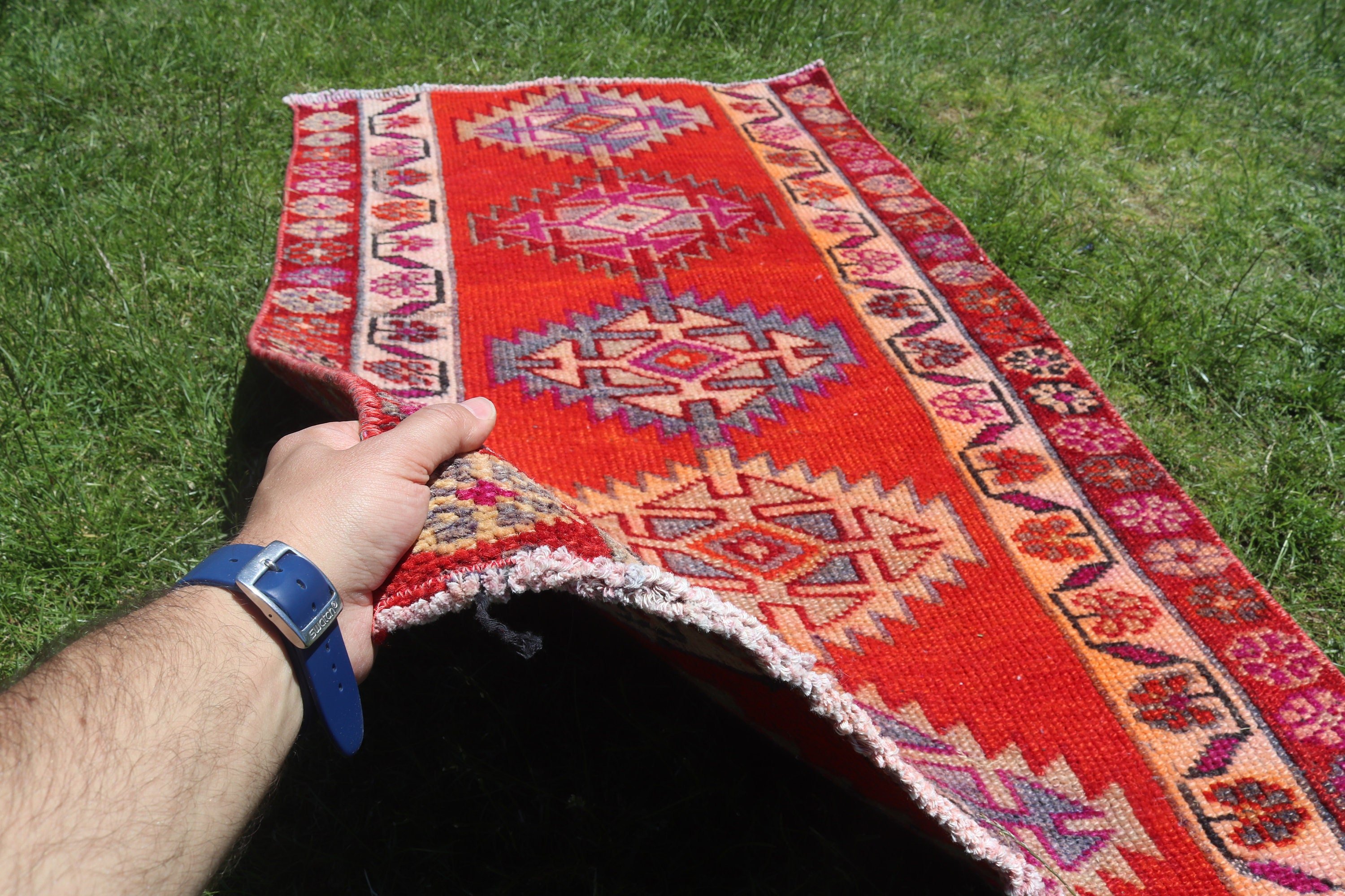 Çocuk Halıları, Yatak Odası Halısı, Türk Halıları, Ev Dekorasyonu Halıları, Kırmızı El Dokuma Halılar, Vintage Halılar, Boho Halı, 2.5x4.4 ft Küçük Halılar, Banyo Halıları