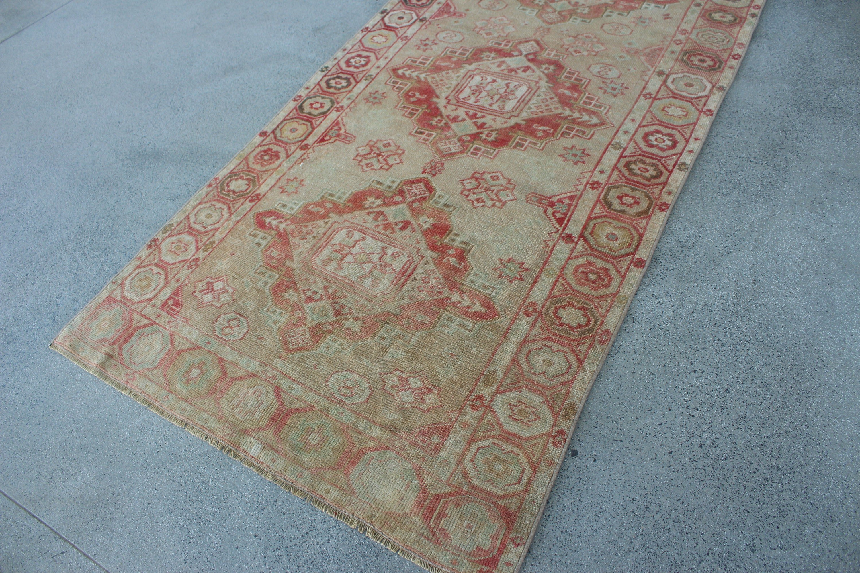 3.8x9.7 ft Runner Rug, Oriental Rug, Custom Rug, Oushak Rug, Vintage Rugs, Rugs for Runner, Turkish Rug, Corridor Rug, Beige Home Decor Rug