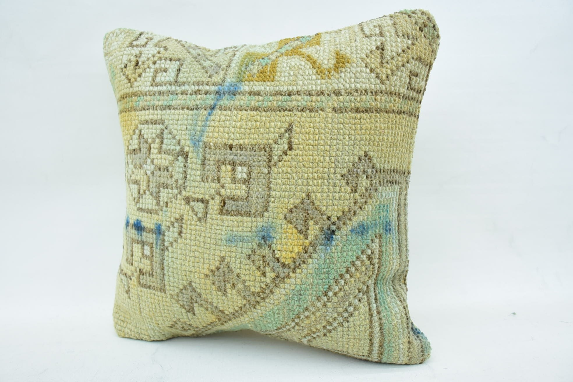 Art Deco Pillow Cover, Gift Pillow, Kilim Cushion Sham, 16"x16" Beige Cushion Cover, Boho Pillow Sham Cover, Bolster Pillow Case