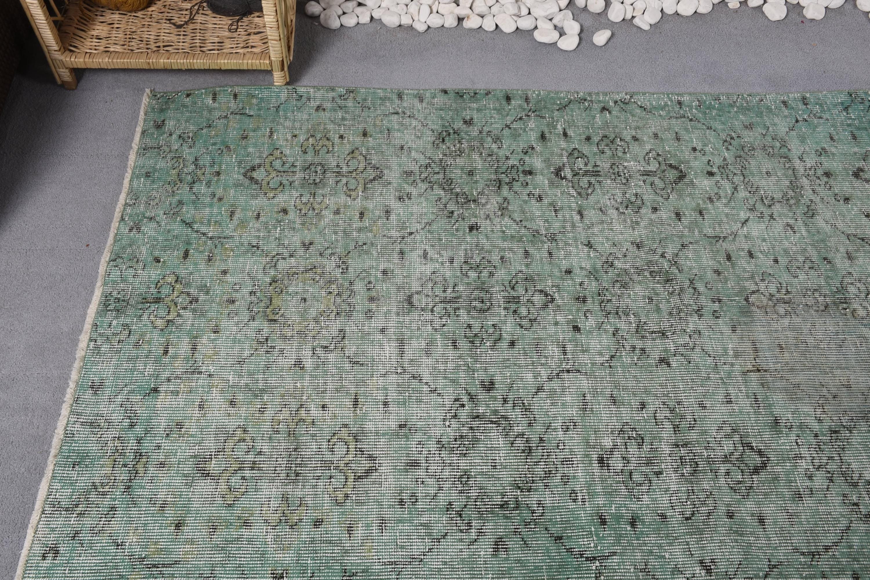 Green Moroccan Rug, Floor Rug, Anatolian Rug, Entry Rug, Vintage Rug, Boho Accent Rugs, Turkish Rugs, 3.6x6.5 ft Accent Rugs, Outdoor Rugs