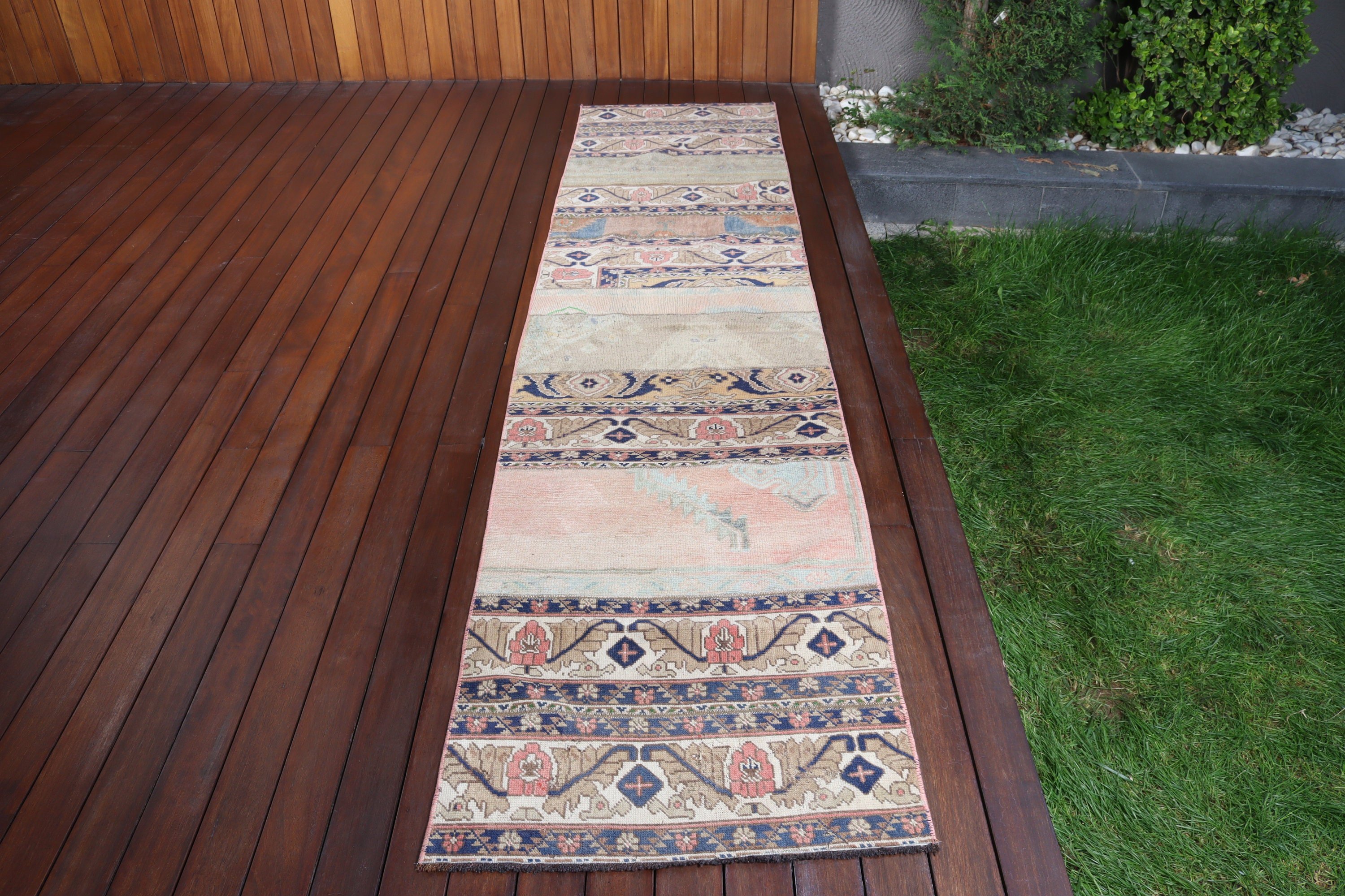 Mavi Geometrik Halılar, Mutfak Halıları, Türk Halıları, Antika Halılar, Vintage Halı, 2.3x10.1 ft Yolluk Halıları, Lüks Halı, Koridor Halısı, Aztek Halısı