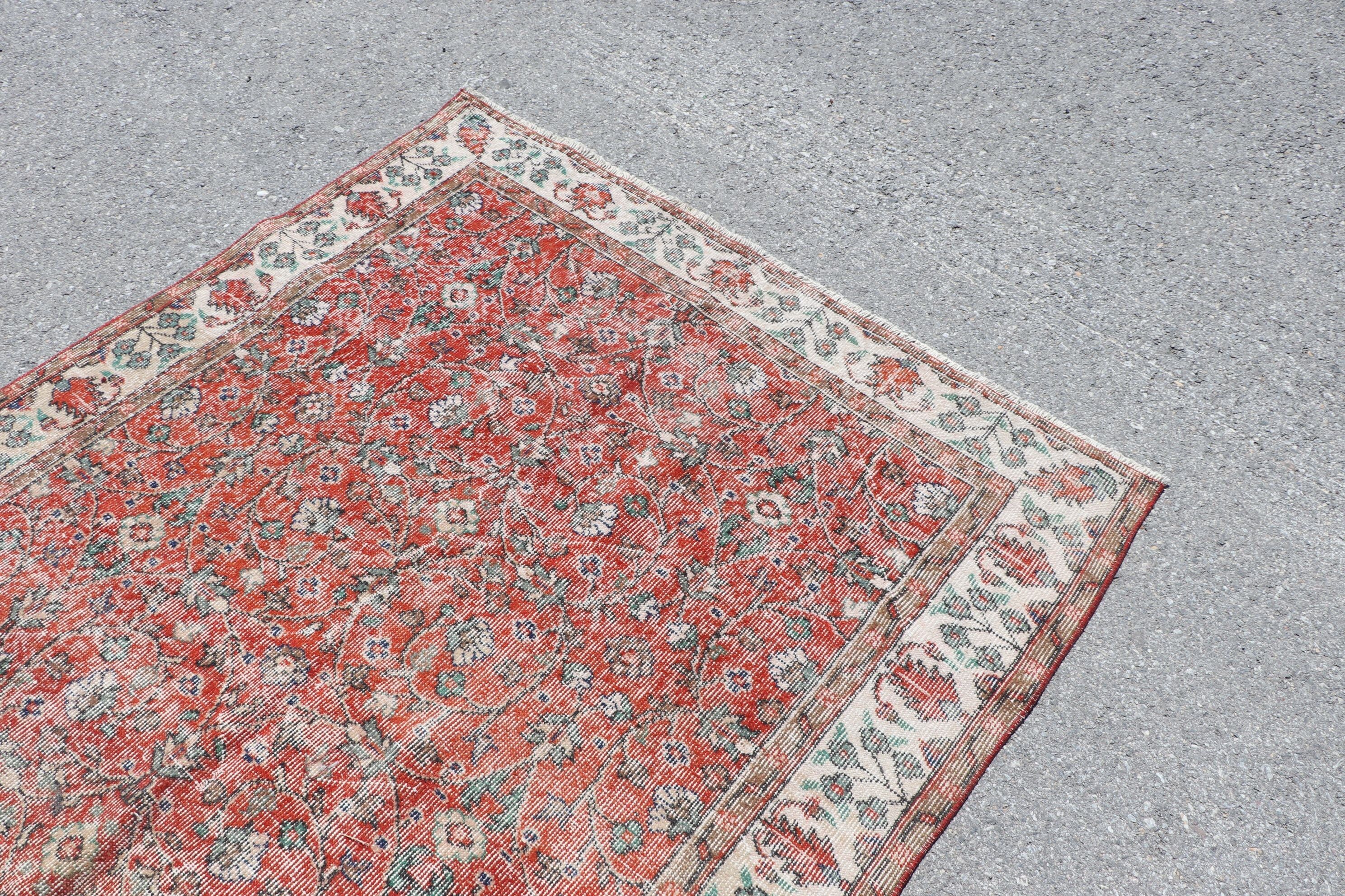 Dining Room Rug, Bedroom Rugs, Turkish Rug, Red Floor Rugs, 4.7x8.6 ft Large Rug, Floor Rug, Vintage Rug, Rugs for Salon