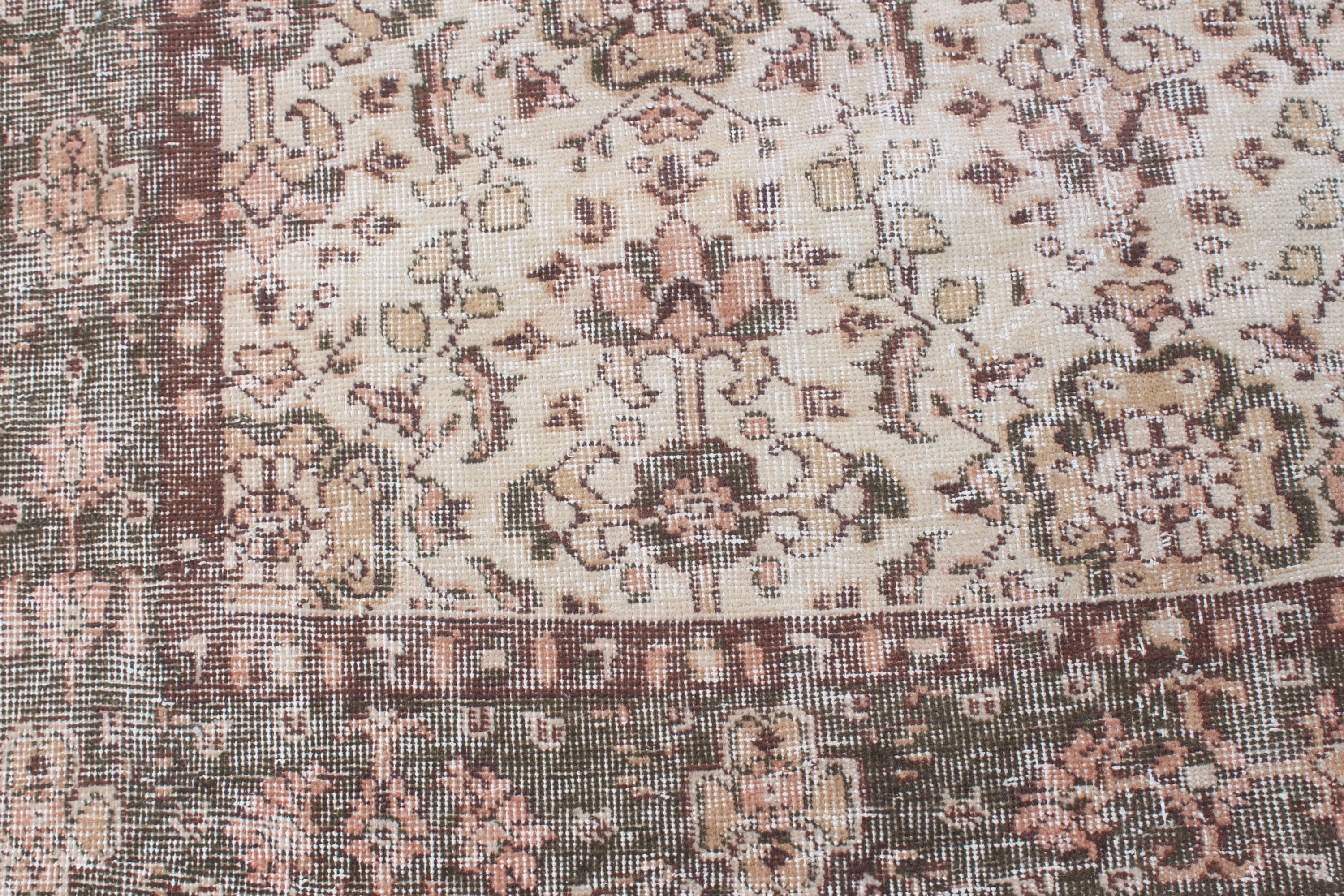 Vintage Halı, Bej Düz Dokuma Halı, 5.1x9.1 ft Büyük Halı, Dış Mekan Halıları, Türk Halısı, Oushak Halıları, Lüks Halılar, Yemek Odası Halısı, Salon Halıları